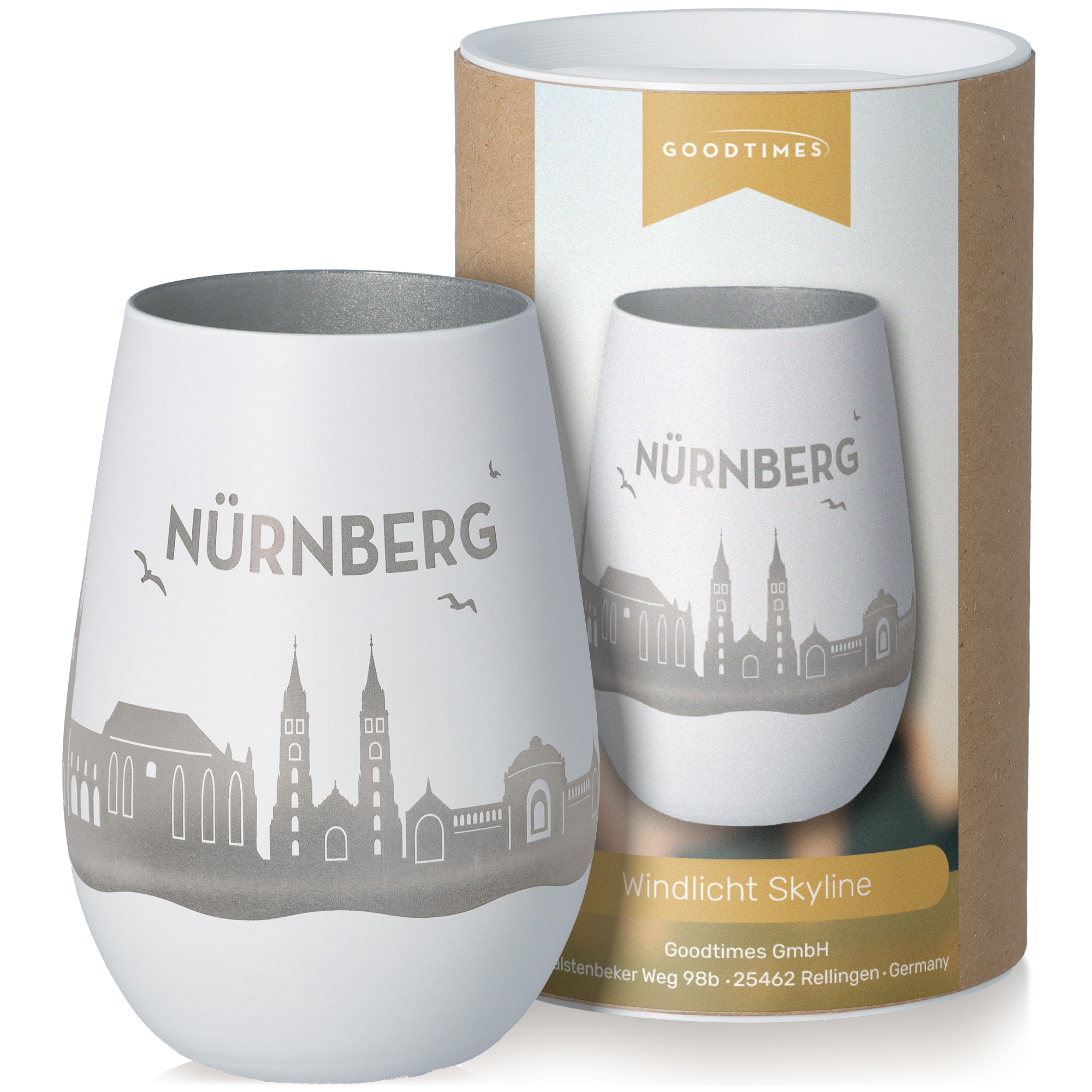 Windlicht Skyline Nürnberg Töpferei, Glas, Einmachglas, Tasse