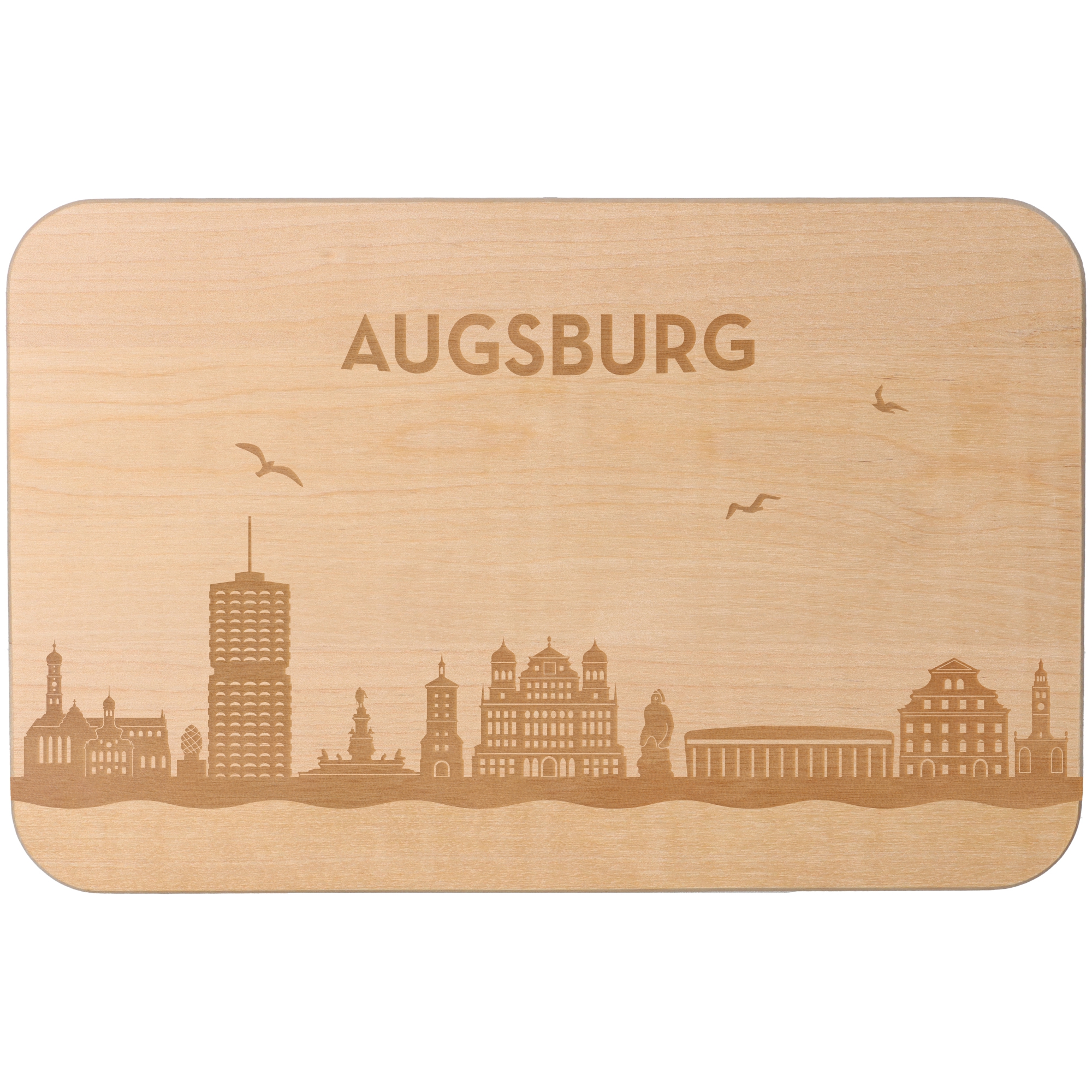 Frühstücksbrett Skyline Augsburg Holz, Sperrholz, Matte