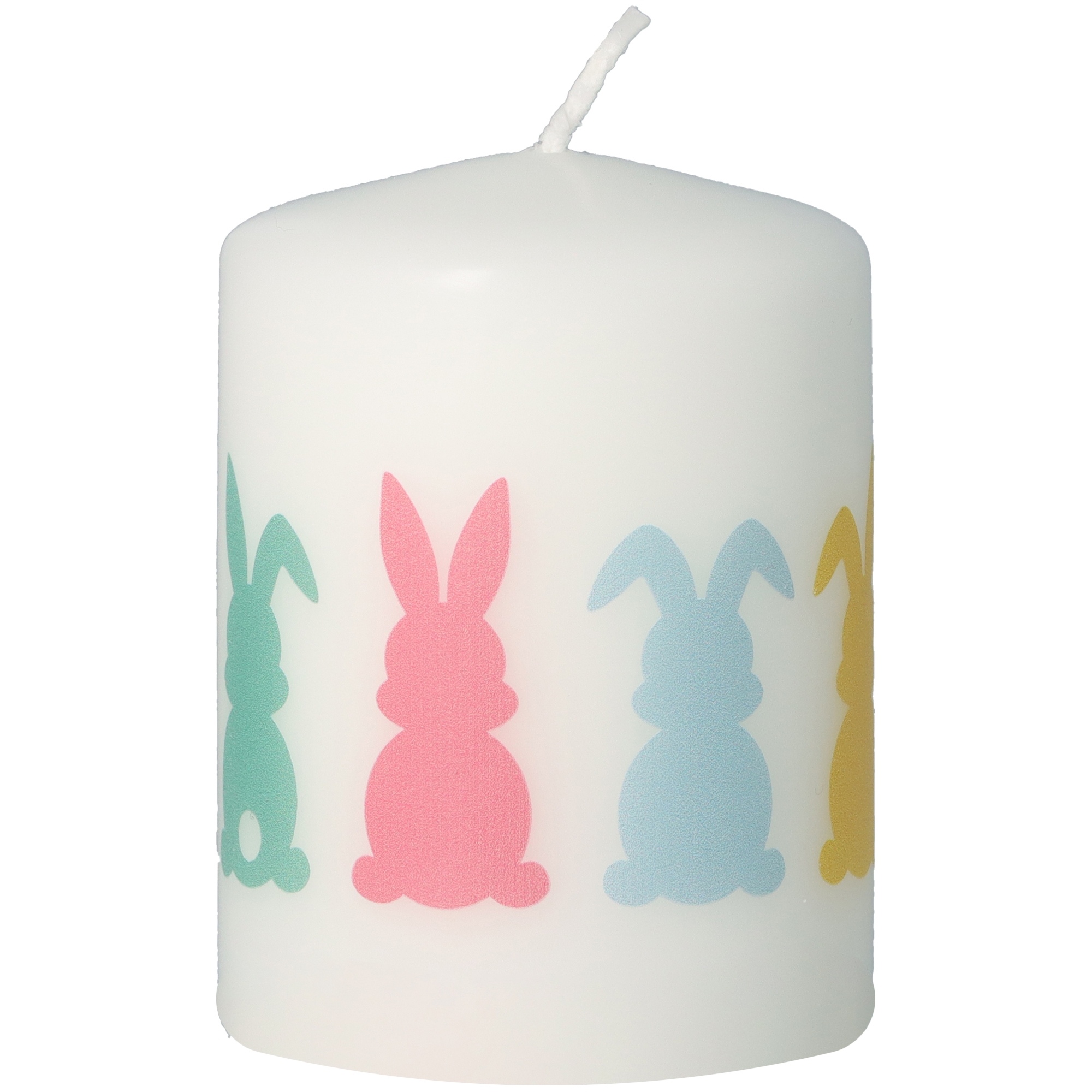 Stumpenkerze Bunt "Osterhasen" Kerze