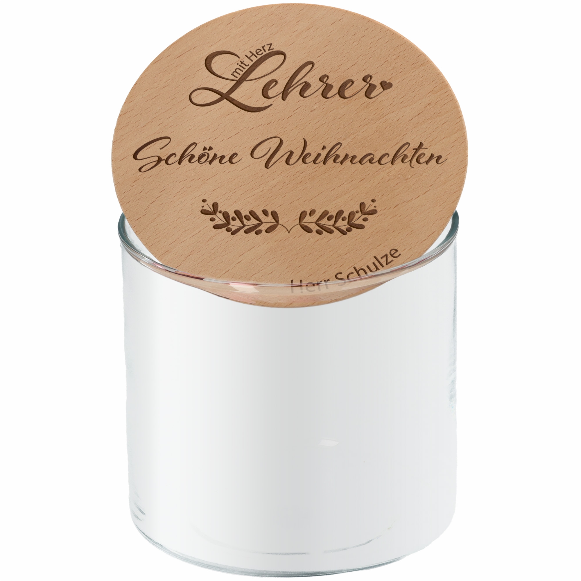 Geschenkglas "Lehrer mit Herz Schöne Weihnachten"