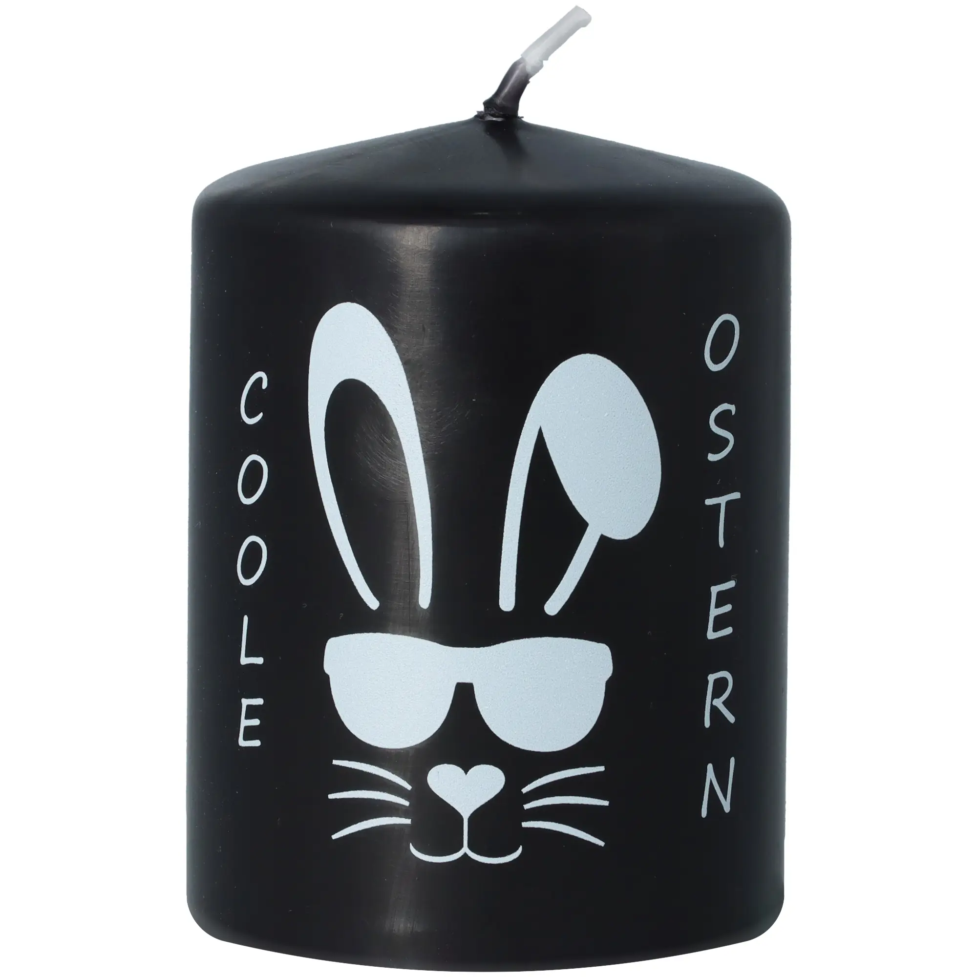 Stumpenkerze Schwarz "Coole Ostern"