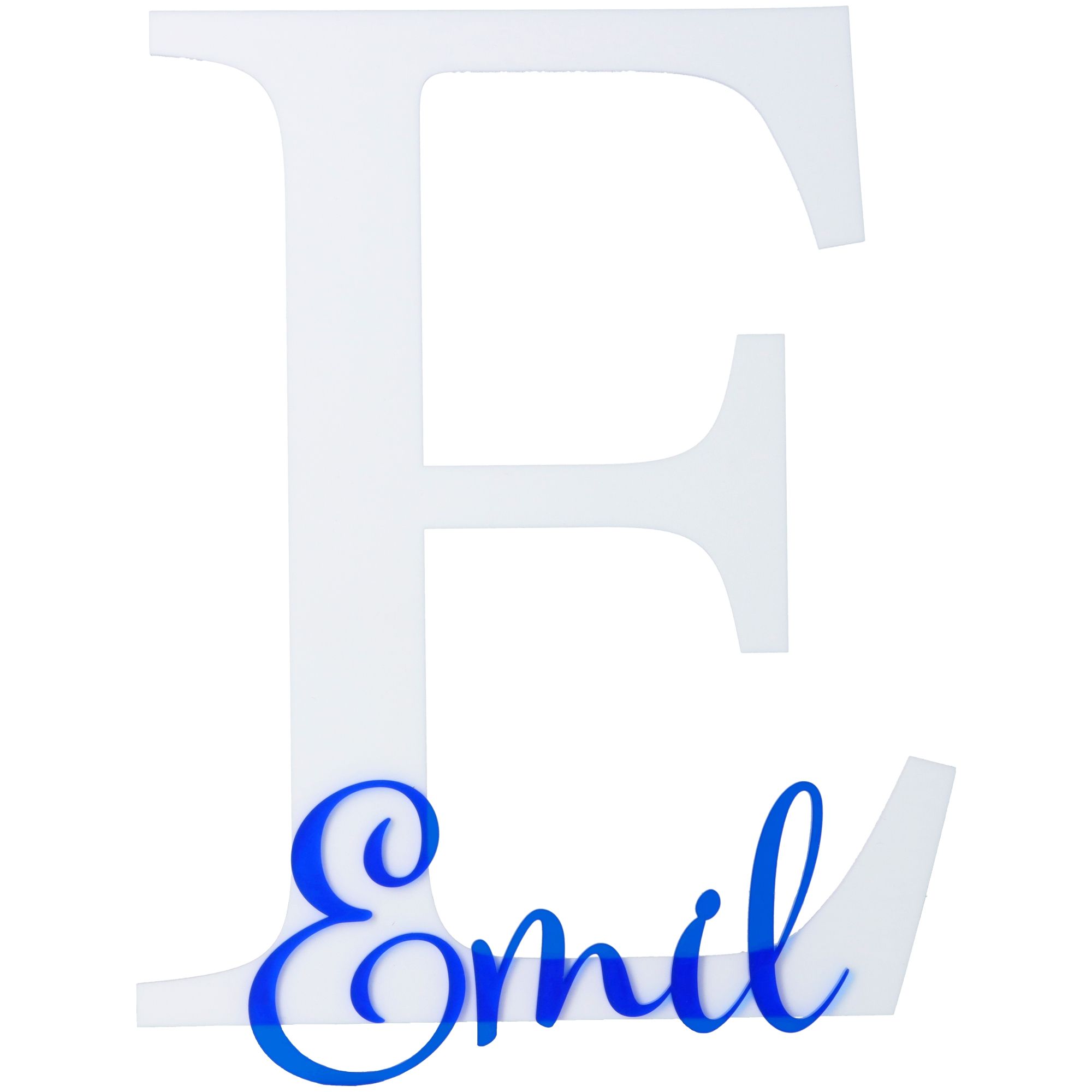 Schild Anfangsbuchstabe Weiß & Blau Schild Anfangsbuchstabe Weiß & Blau