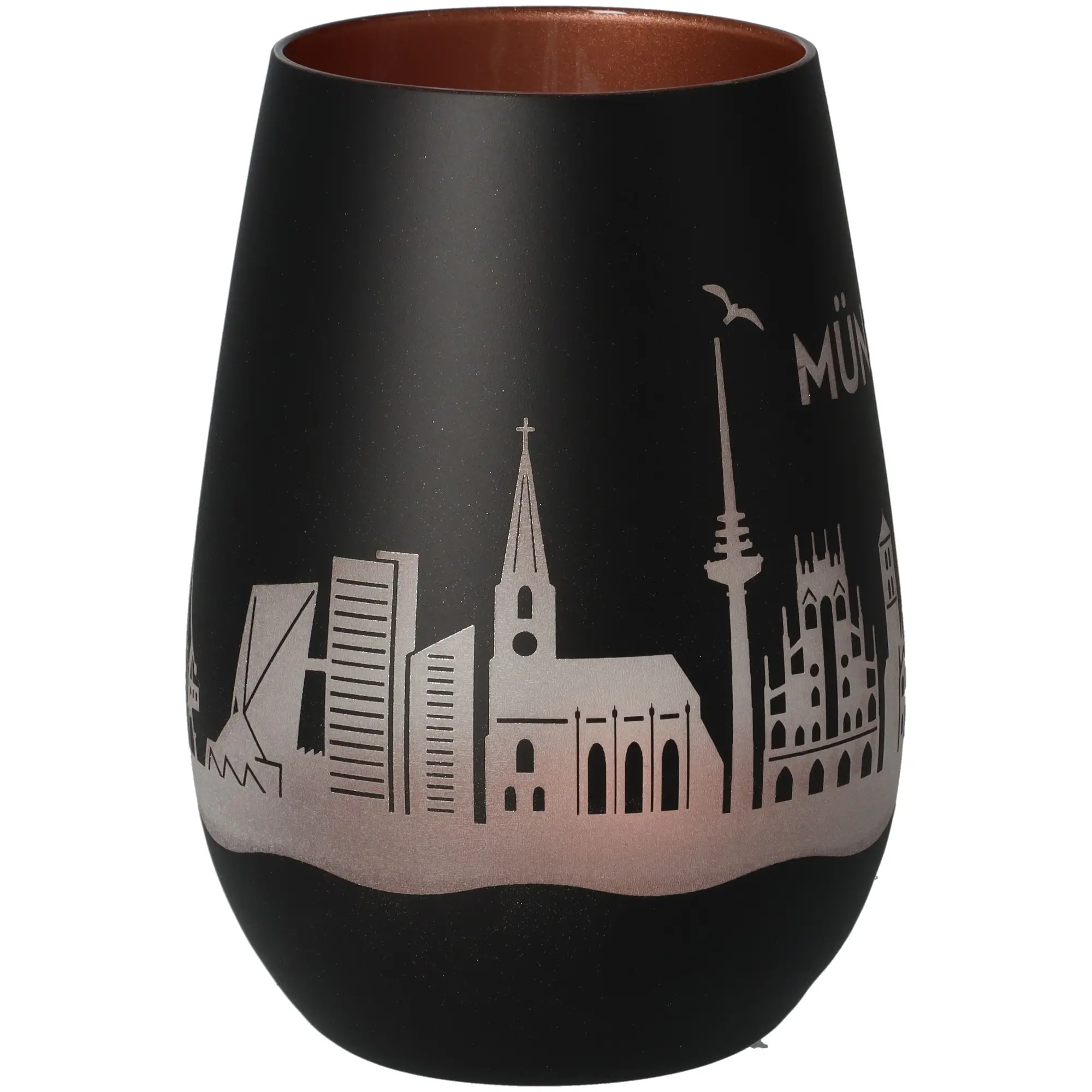Vase, Schwarz, Küstenstil, Städtische Silhouette, Matt