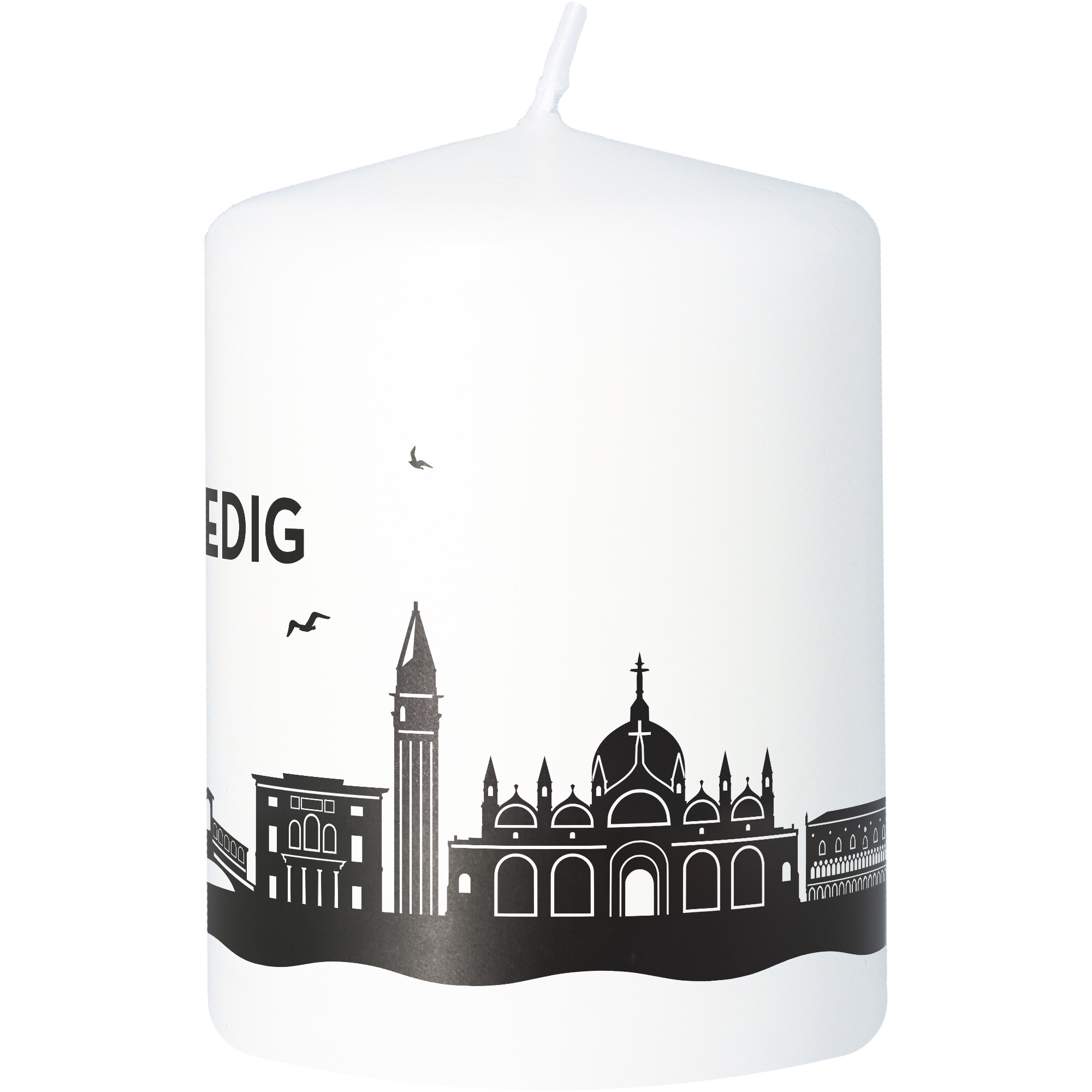 Stumpenkerze Skyline Venedig Tier, Vogel, Kerze