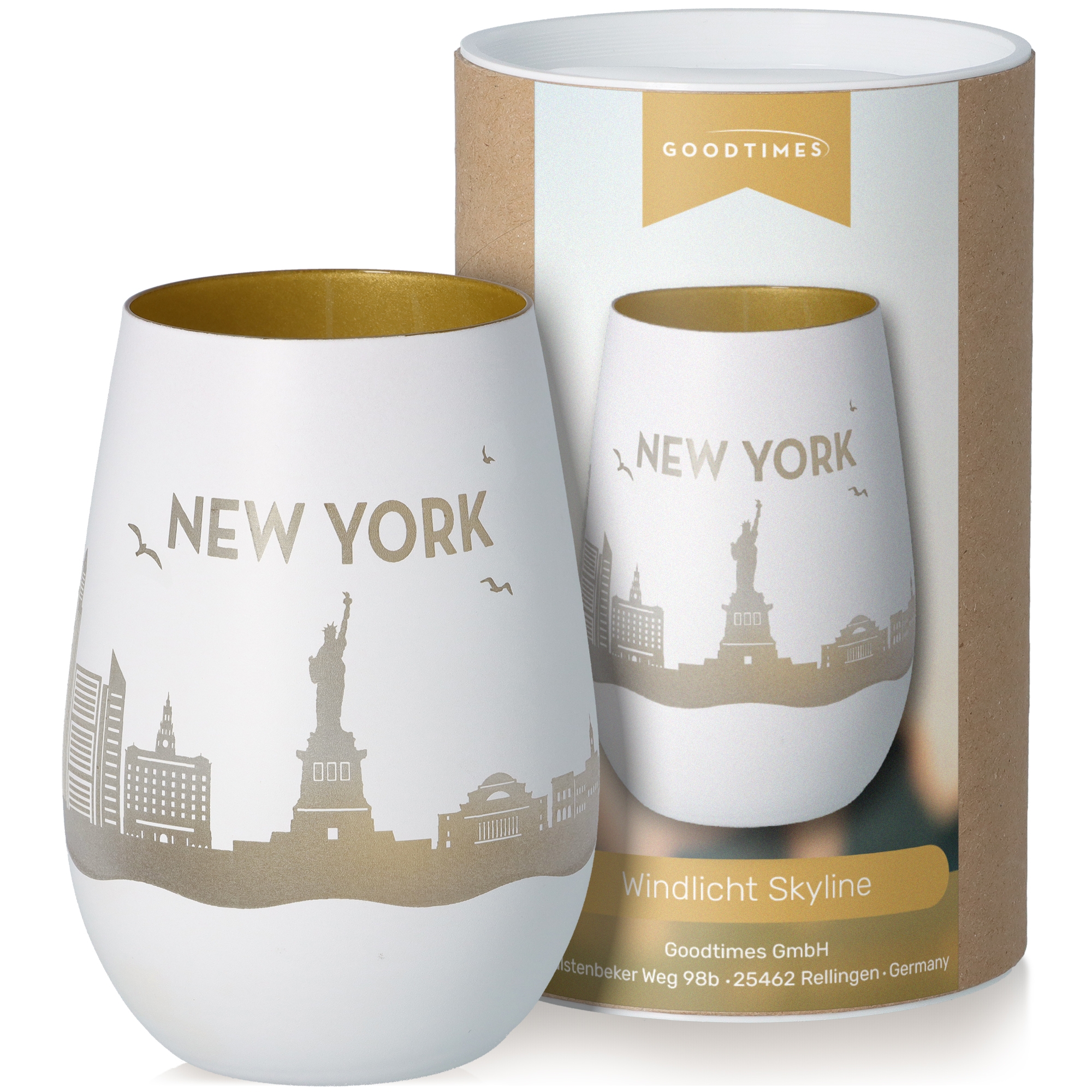 Windlicht Skyline New York Töpferei, Krug, Porzellan, Glas, Tasse