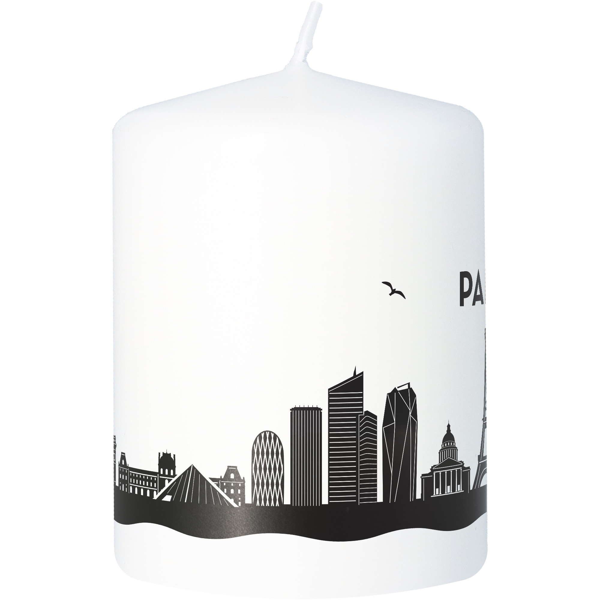 Stumpenkerze Skyline Paris Tier, Vogel, Stadt