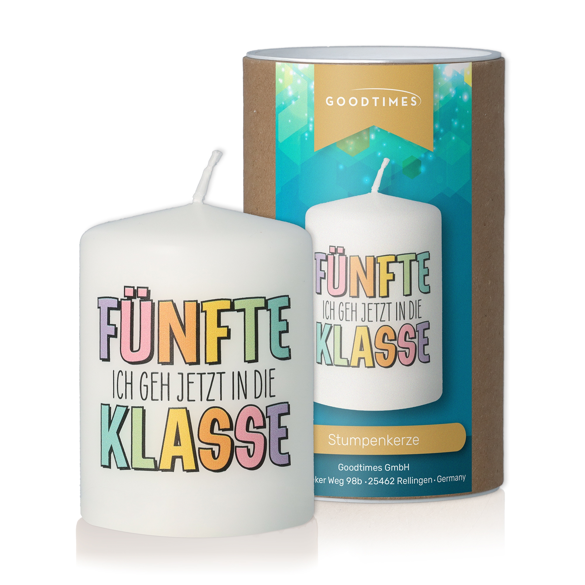 Stumpenkerze "Fünfte Klasse" Kerze
