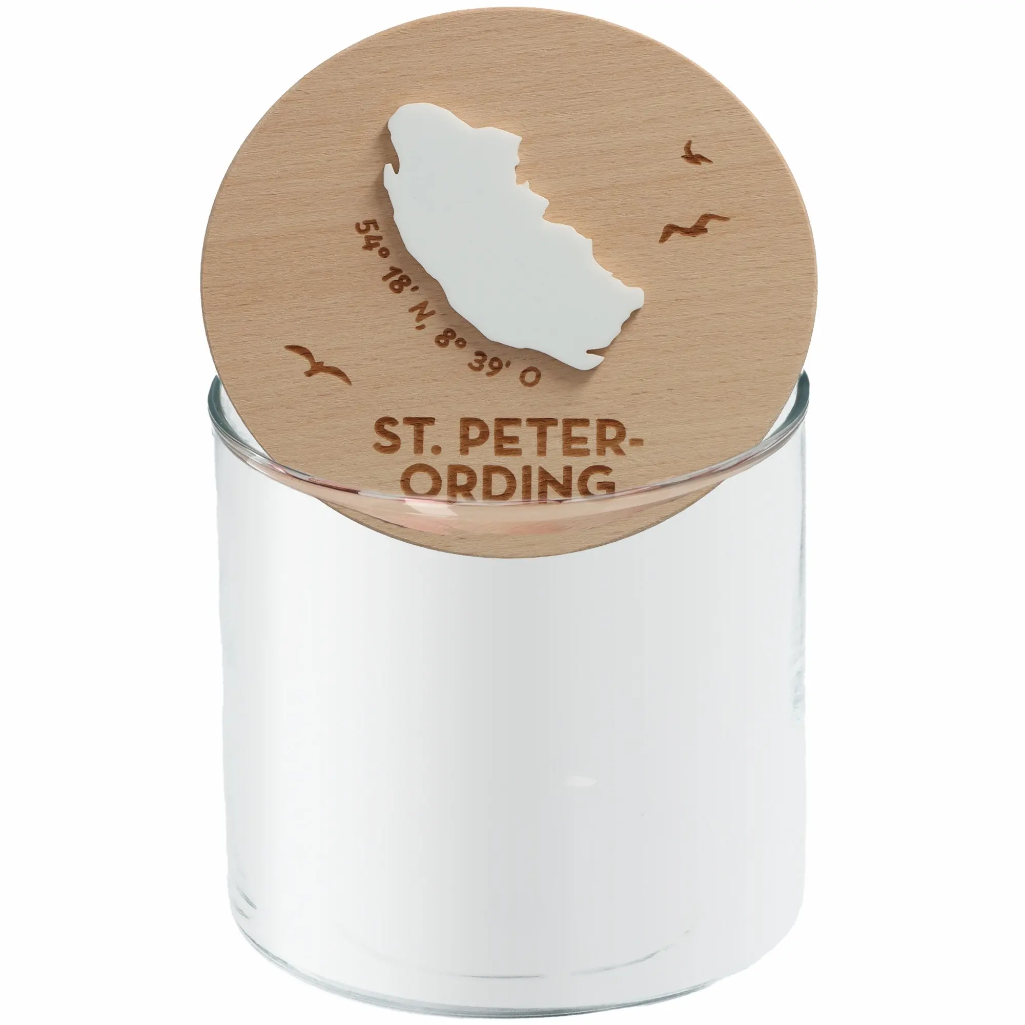 Geschenkglas Skyline "St. Peter-Ording Silhouette" Weiß