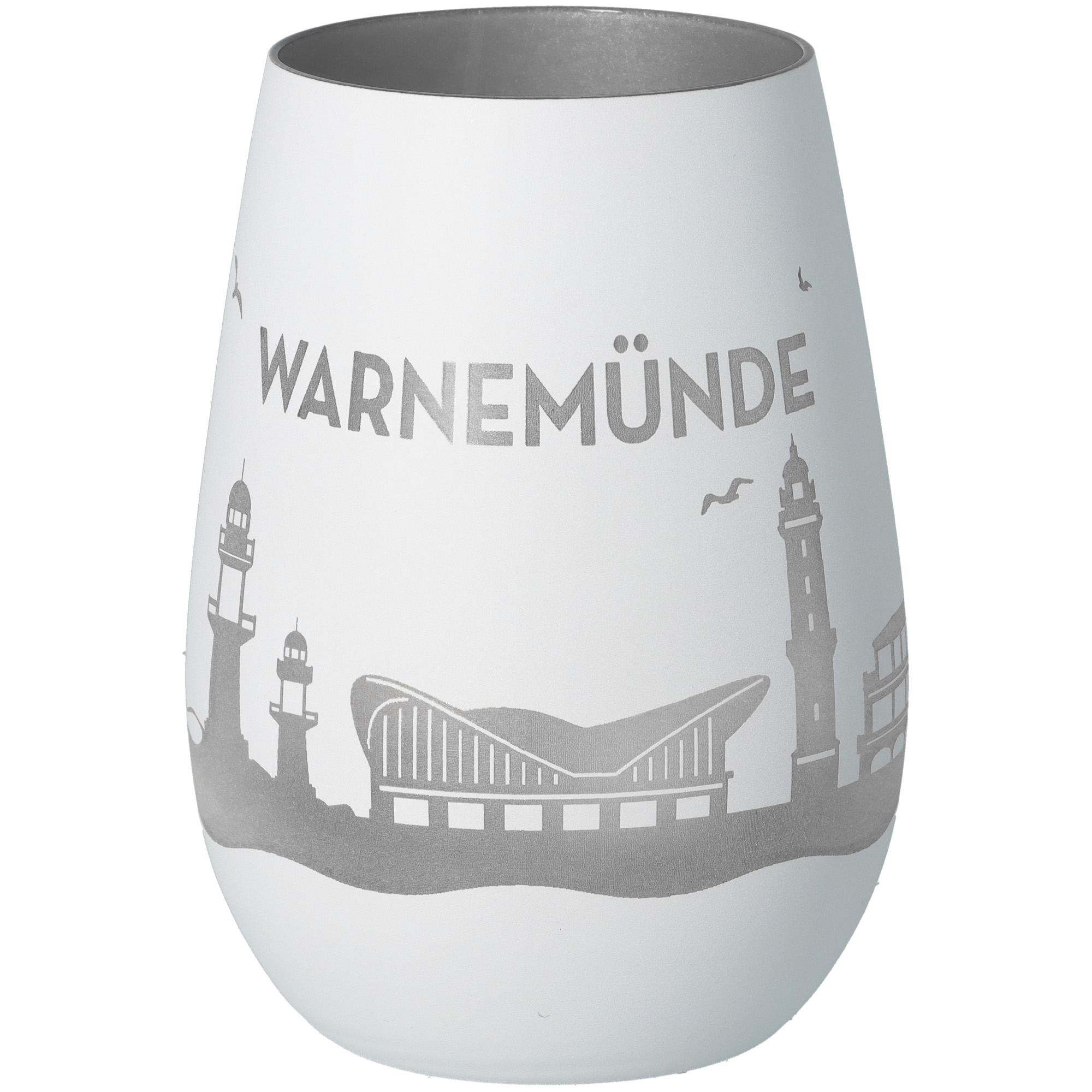 Windlicht Skyline Warnemünde Töpferei, Krug, Vase, Glas