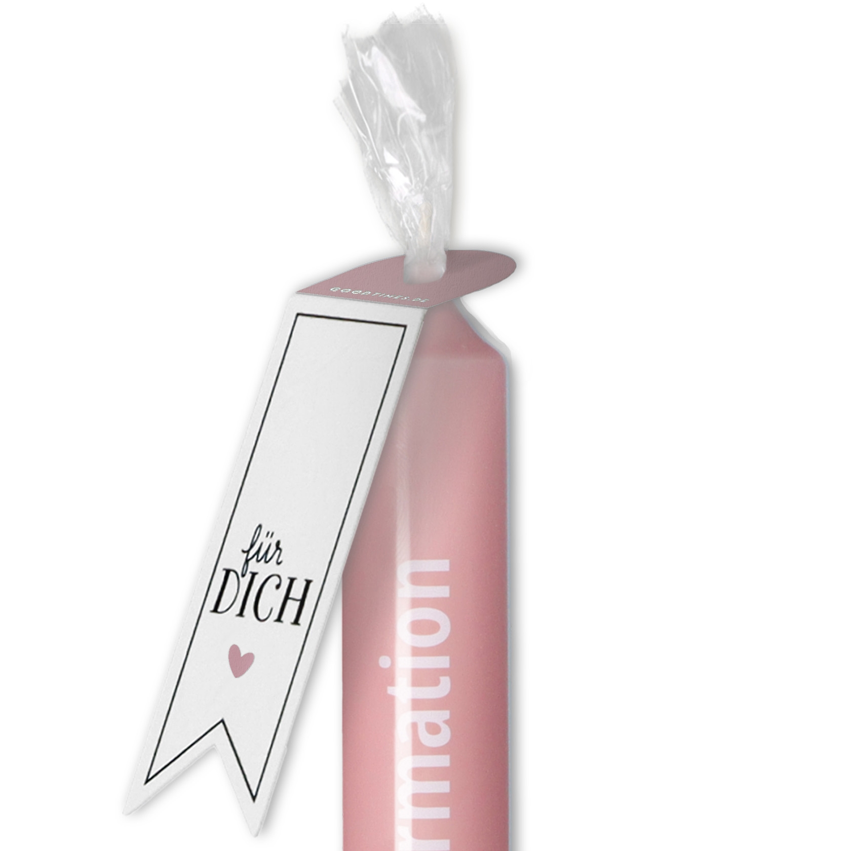 Stabkerze Rosa "Alles Liebe zur Konfirmation" Stabkerze Rosa "Alles Liebe zur Konfirmation"