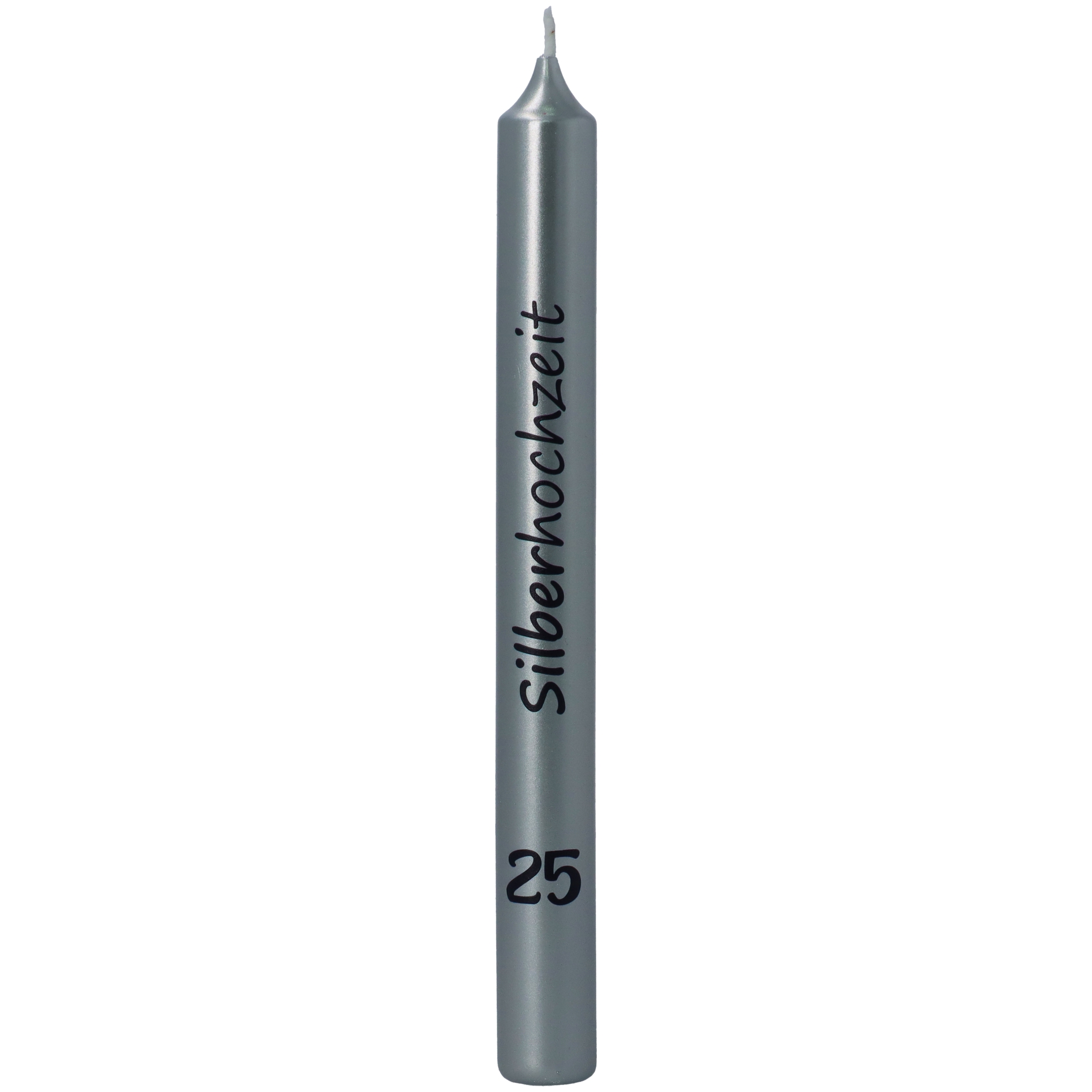 Stabkerze Metallic "25 - Silberhochzeit"