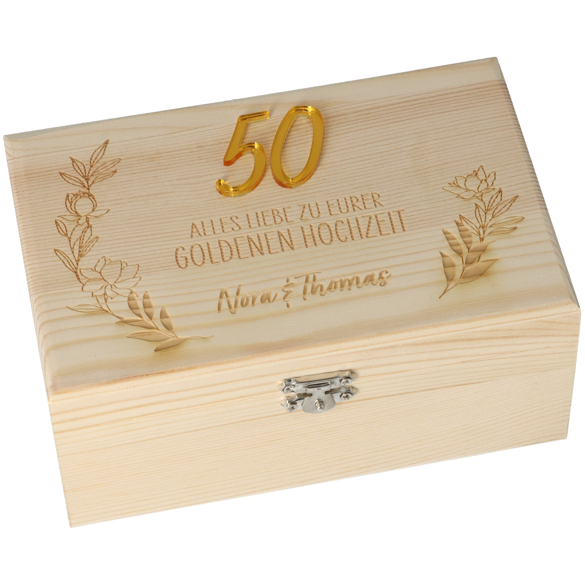 Holzkiste, Geschenkbox, 50 Jahre, Hochzeit, Holzoptik