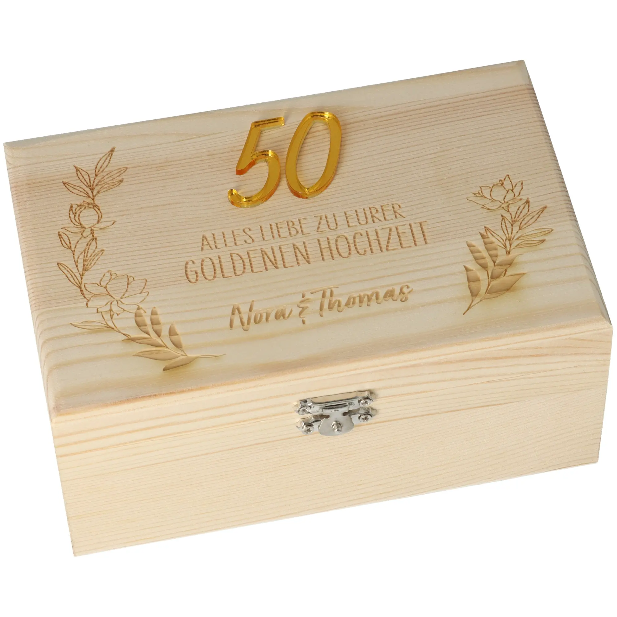 Holzkiste, Geschenkbox, 50 Jahre, Hochzeit, Holzoptik