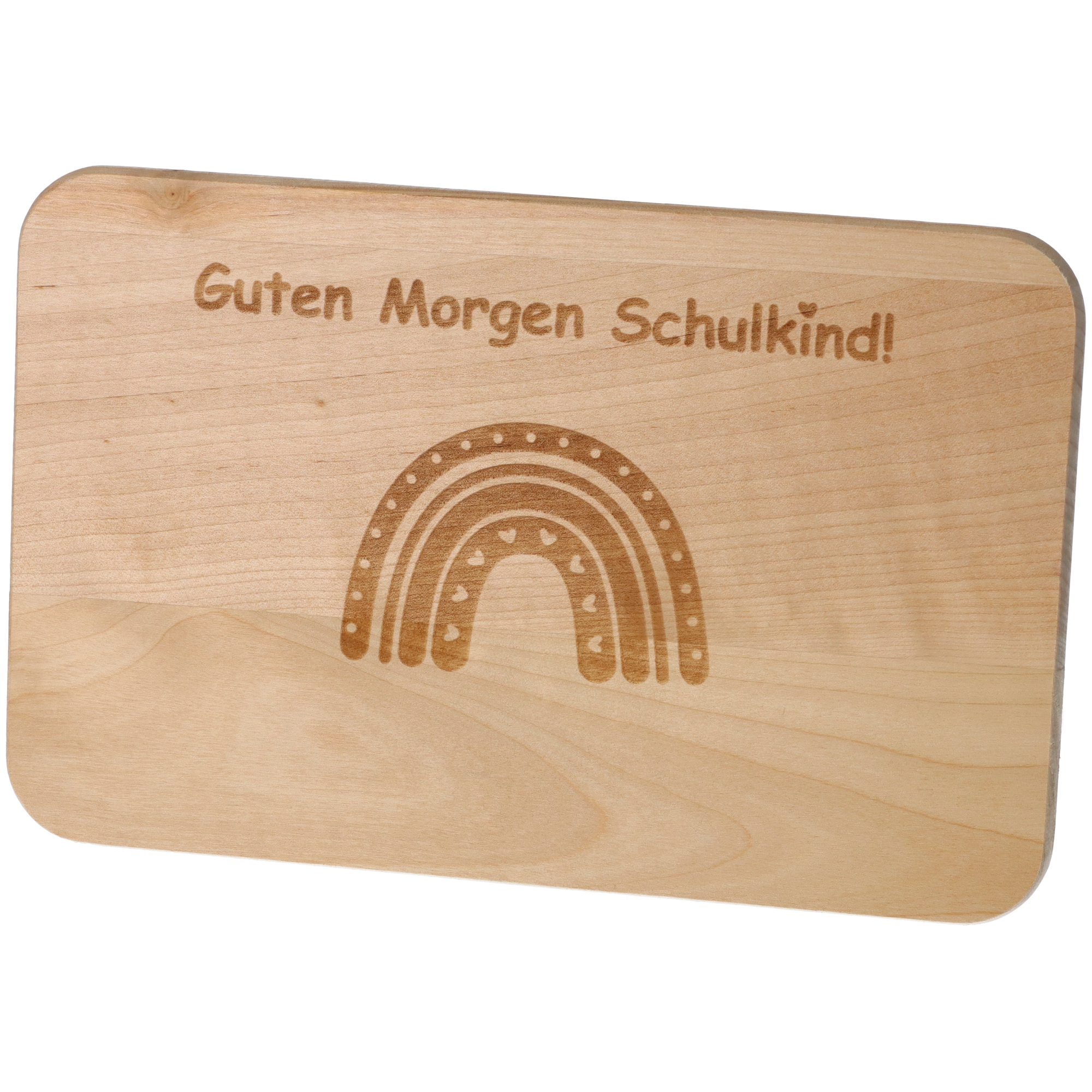 Frühstücksbrettchen "Guten Morgen Schulkind" Regenbogen mit Herzen Frühstücksbrettchen "Guten Morgen Schulkind" Regenbogen mit Herzen