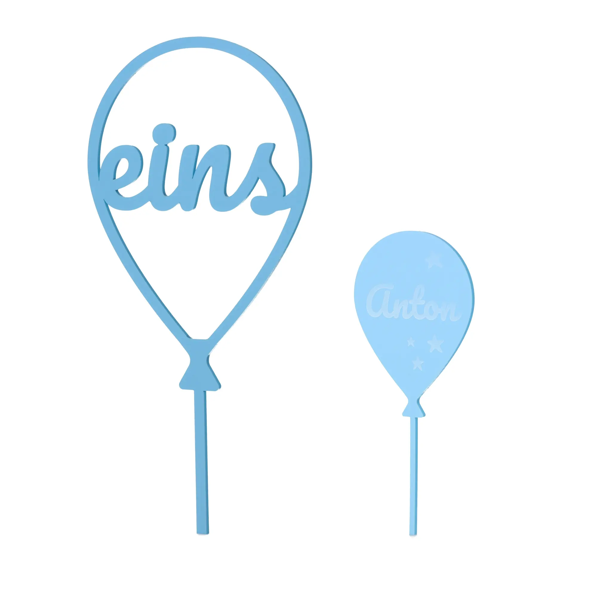 Cake Topper Ballon mit Sternen Zahl 1 Blau