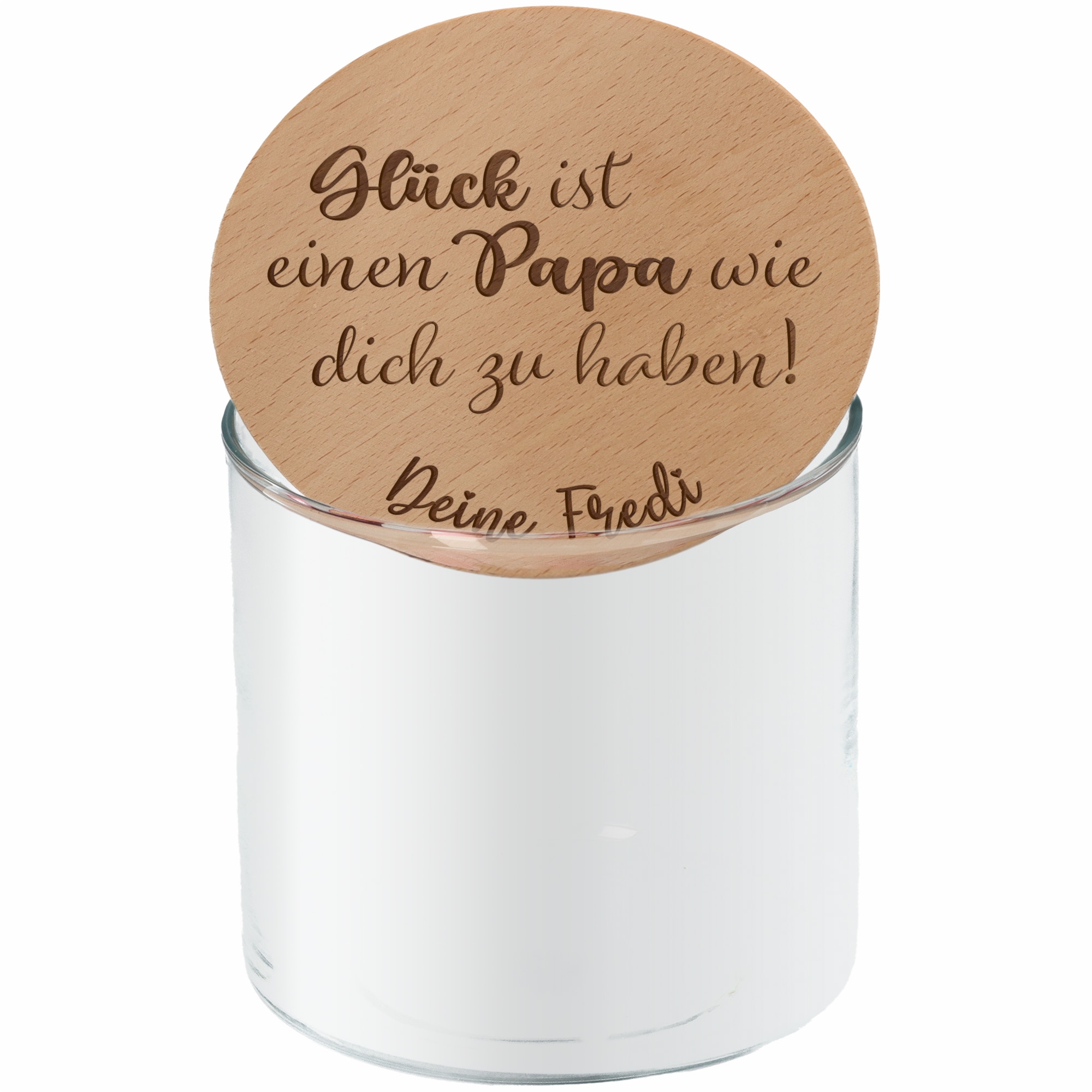 5b9bac1bd6926234a48bc69ed89a5d003248dec7 Geschenkglas "Glück ist einen Papa wie dich zu haben!"