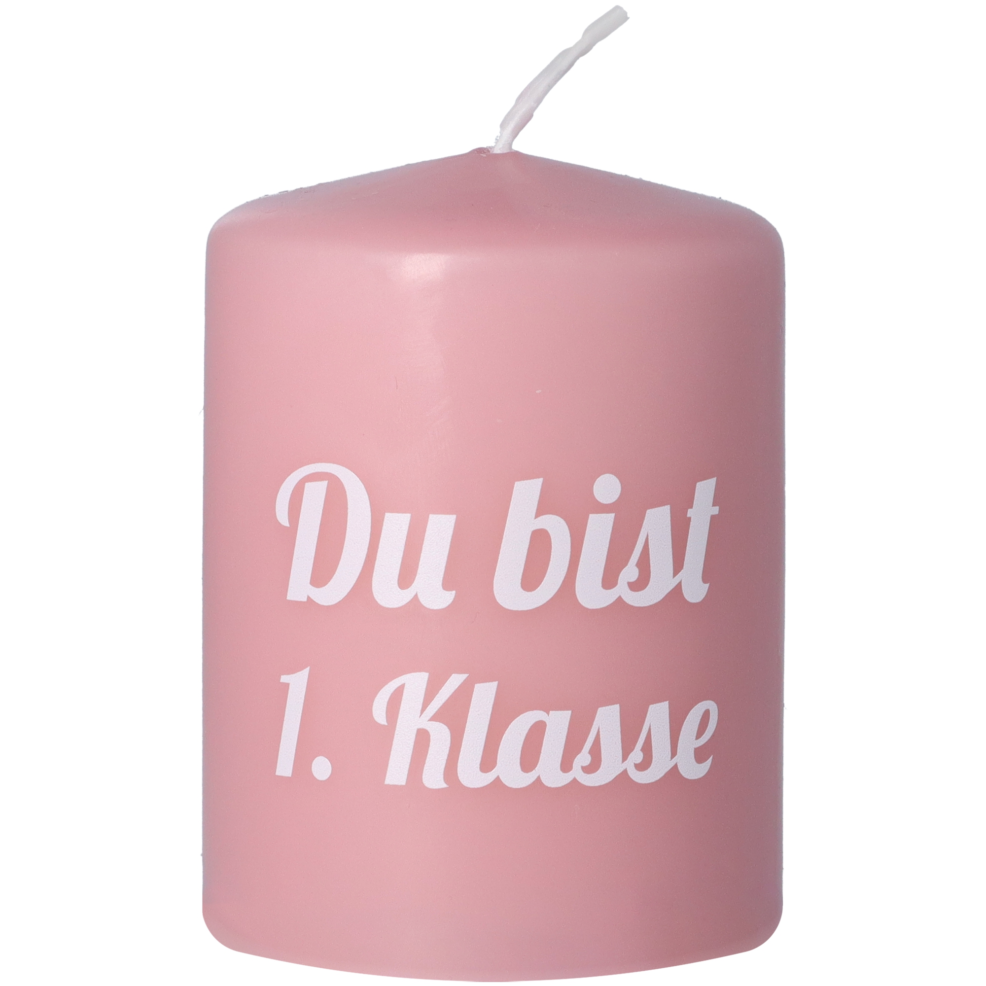 Stumpenkerze Rosa "Du bist 1. Klasse" Stumpenkerze Rosa "Du bist 1. Klasse"