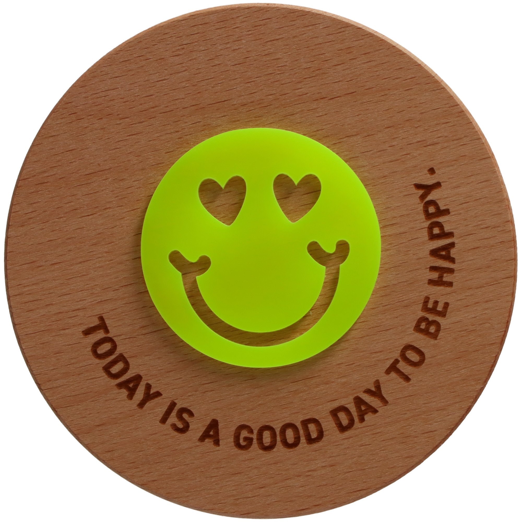 Geschenkglas "GOOD DAY" Neongelb Logo, Abzeichen, Symbol, Tennisball, Festplatte