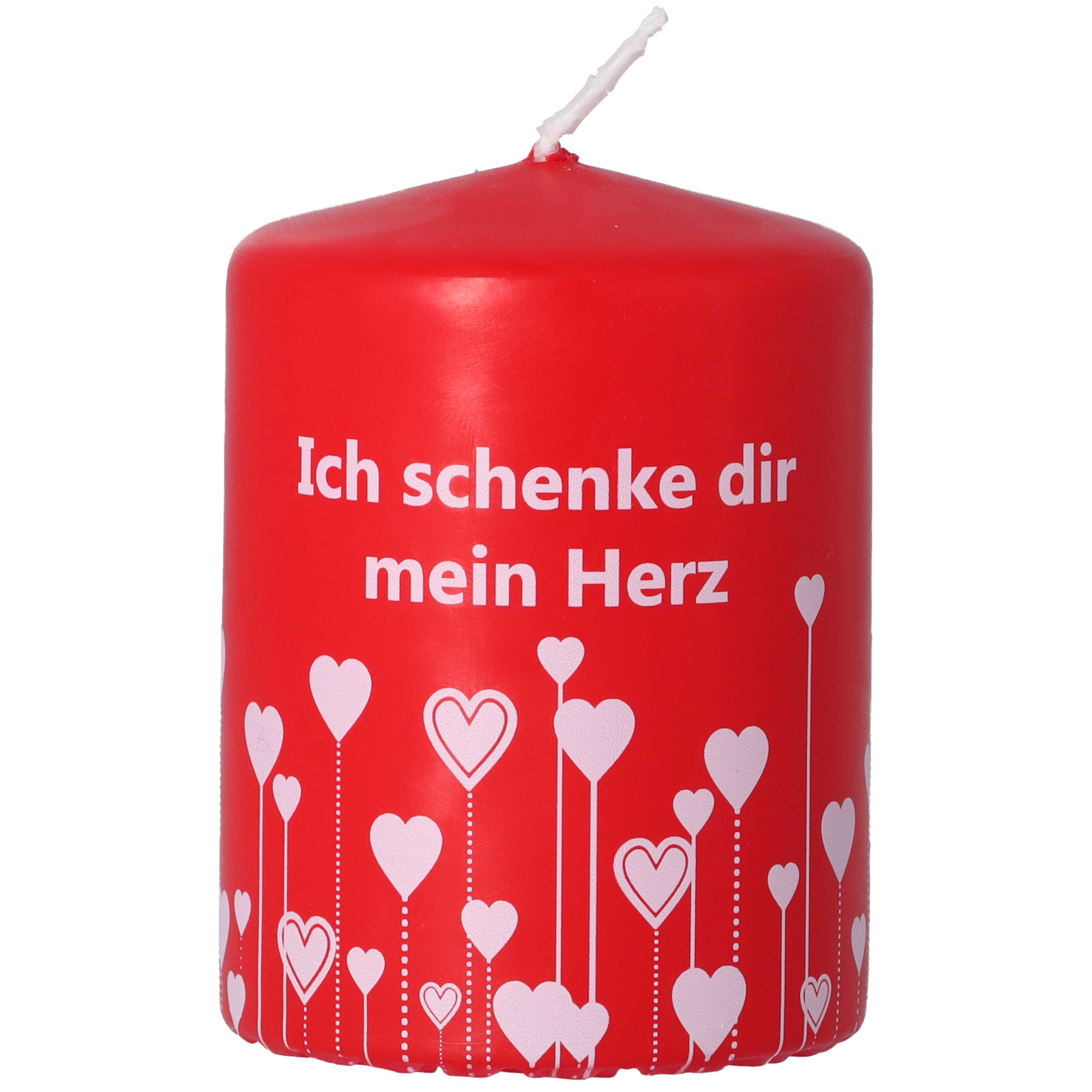 Stumpenkerze "Ich schenke dir mein Herz" Stumpenkerze "Ich schenke dir mein Herz"