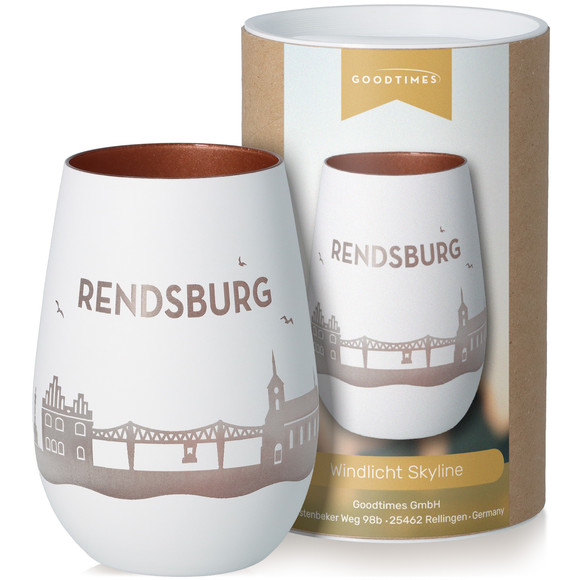 Windlicht Skyline Rendsburg Töpferei, Tasse, Krug, Kunst, Porzellan