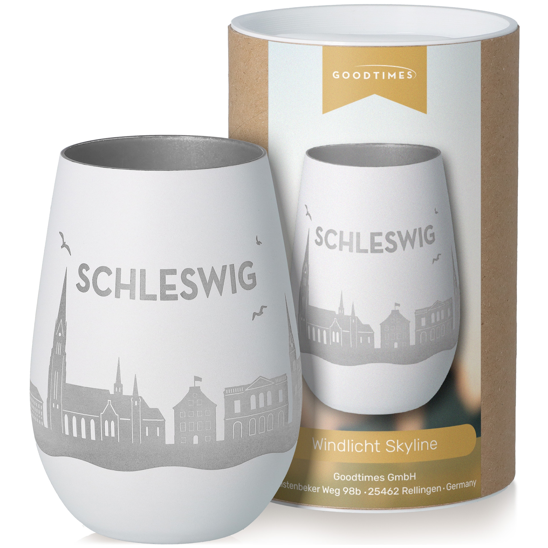 Windlicht Skyline Schleswig Töpferei, Krug, Glas, Tasse