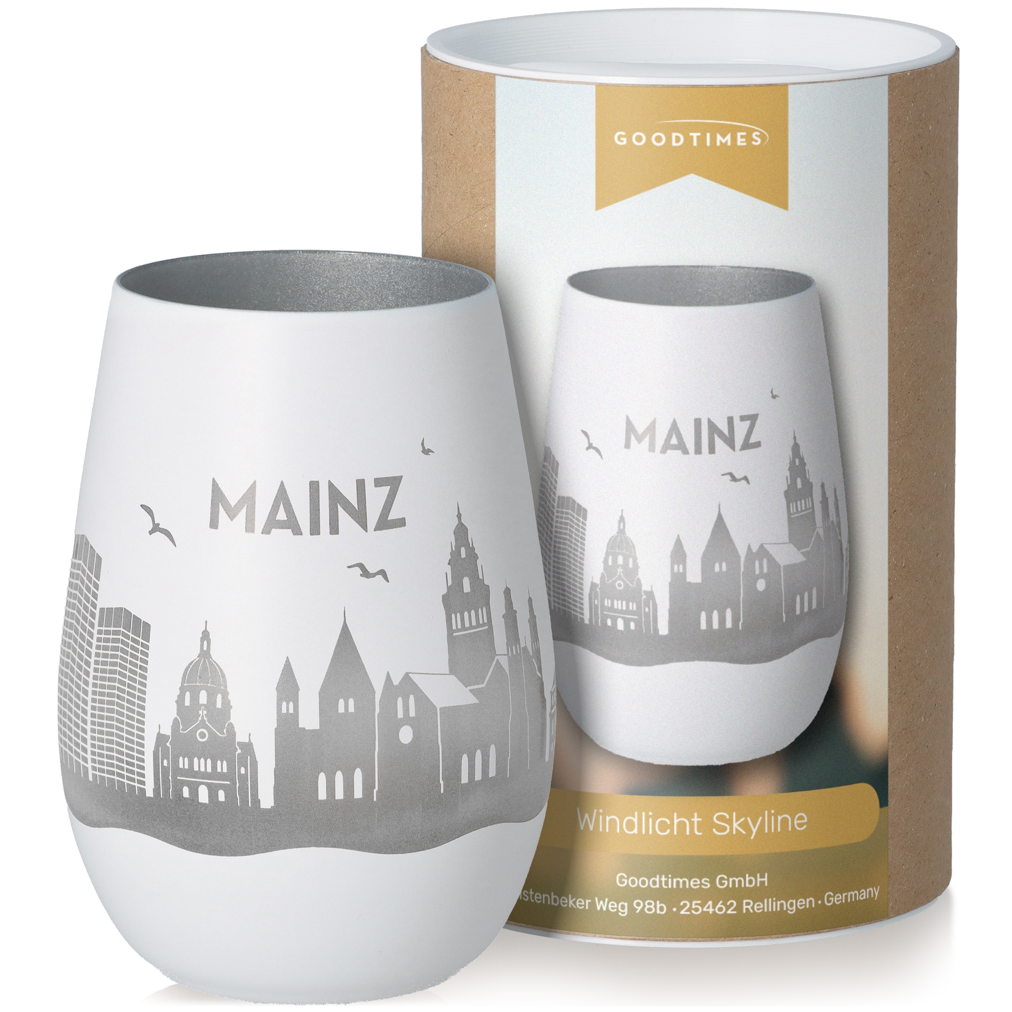 Windlicht Skyline Mainz Töpferei, Krug, Lampe, Glas