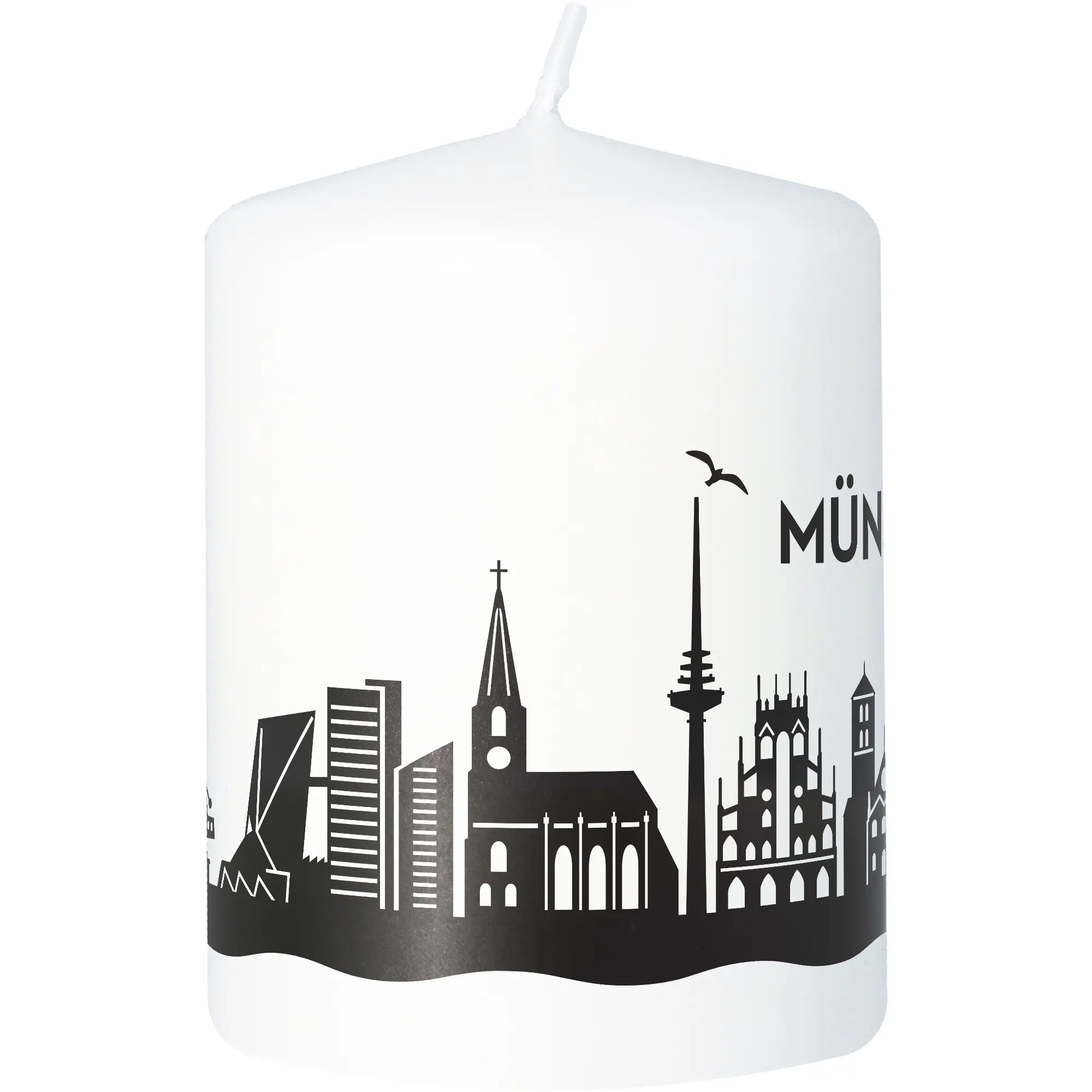 Kerze, Stadt-Silhouette, Weiß, Schnittlicht, Flamme