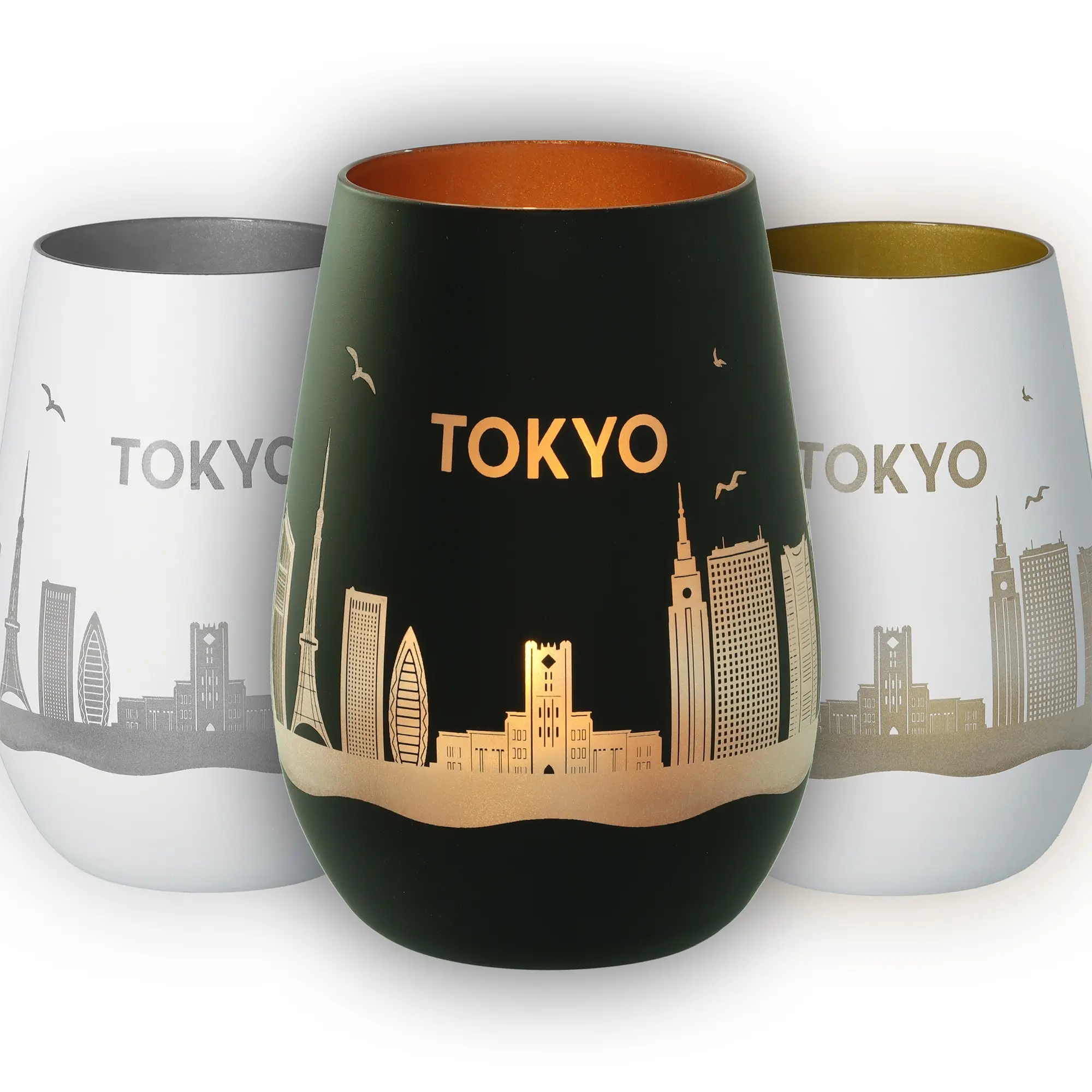 tokio, glas, becher, stadtlandschaft, gold, weiß, schwarz, keramik, reisemug, muster