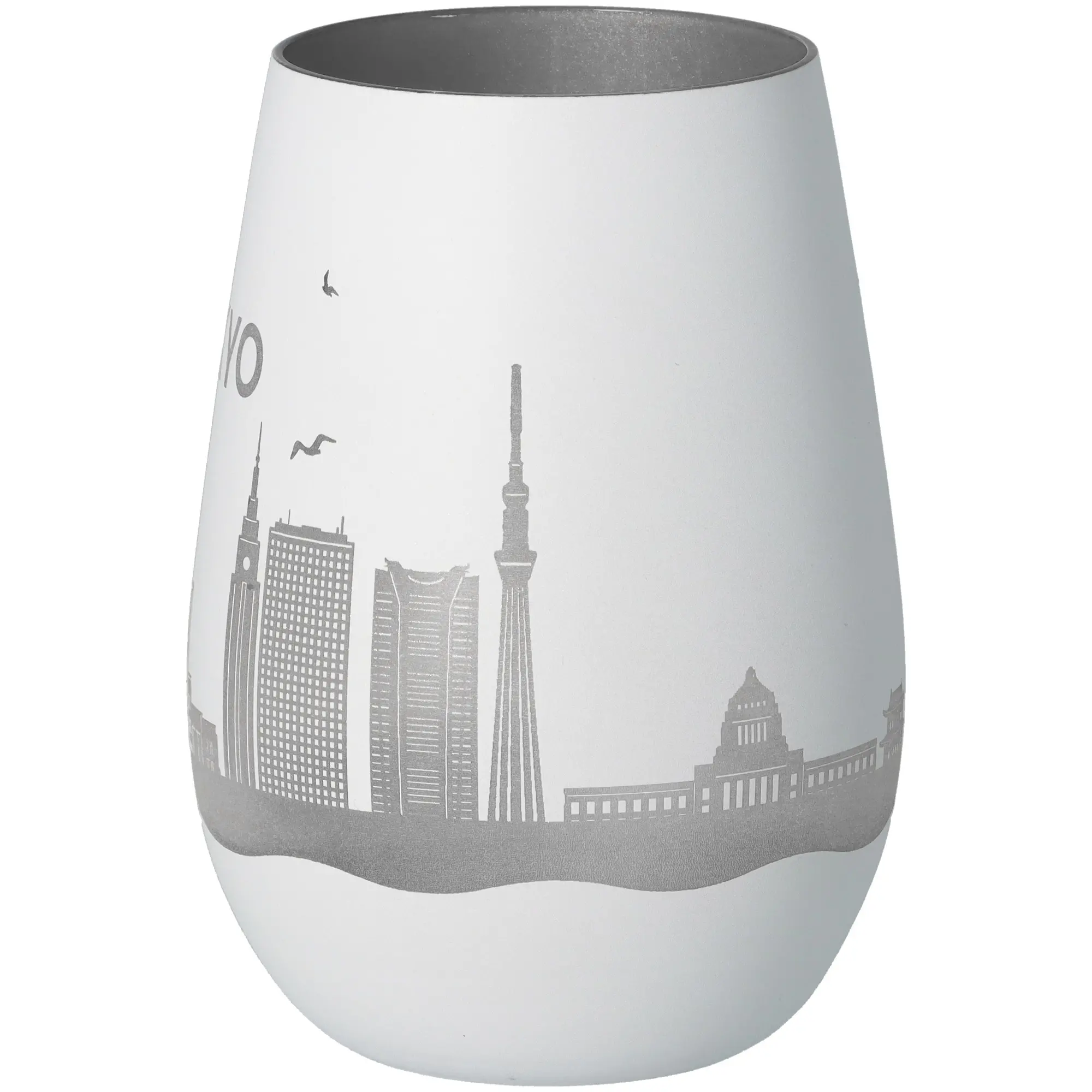 Vase, Schwarz-Weiß-Design, Städtisches Motiv, Glasur, Moderne Dekoration