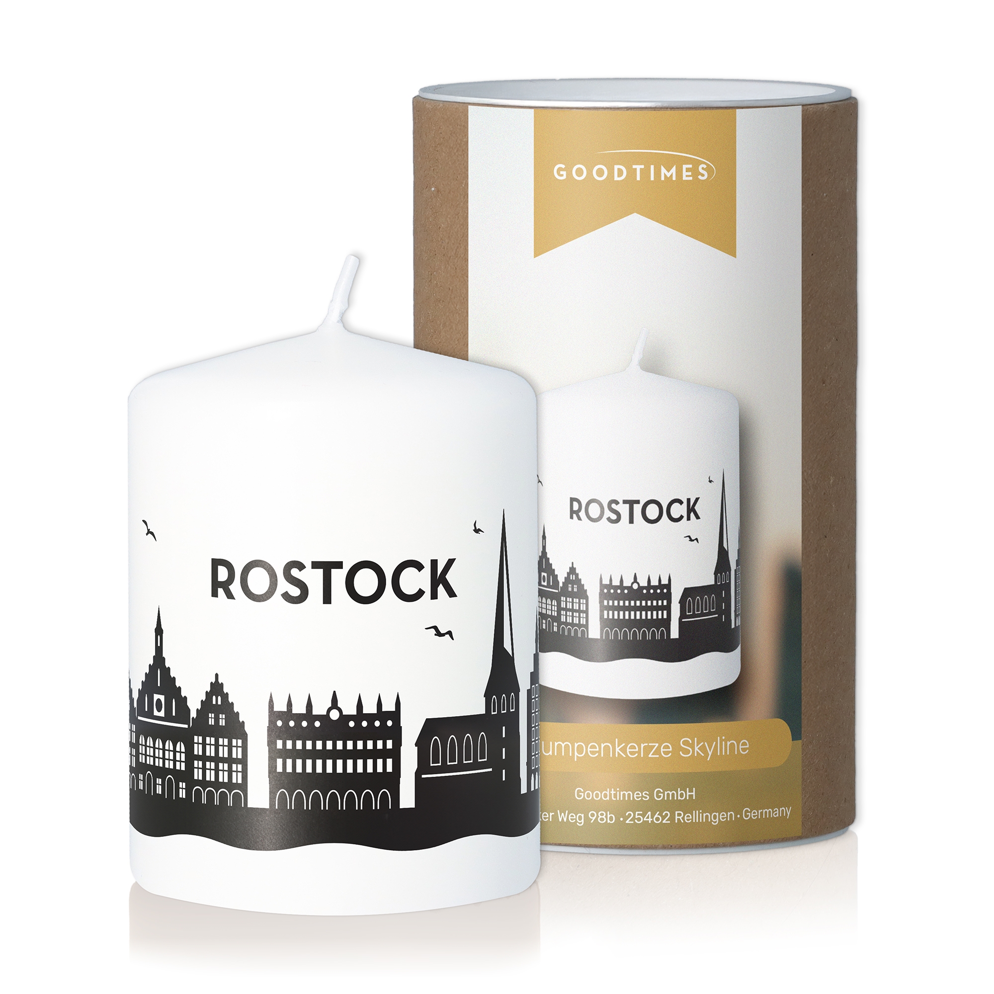 Stumpenkerze Skyline Rostock Stumpenkerze Skyline Rostock