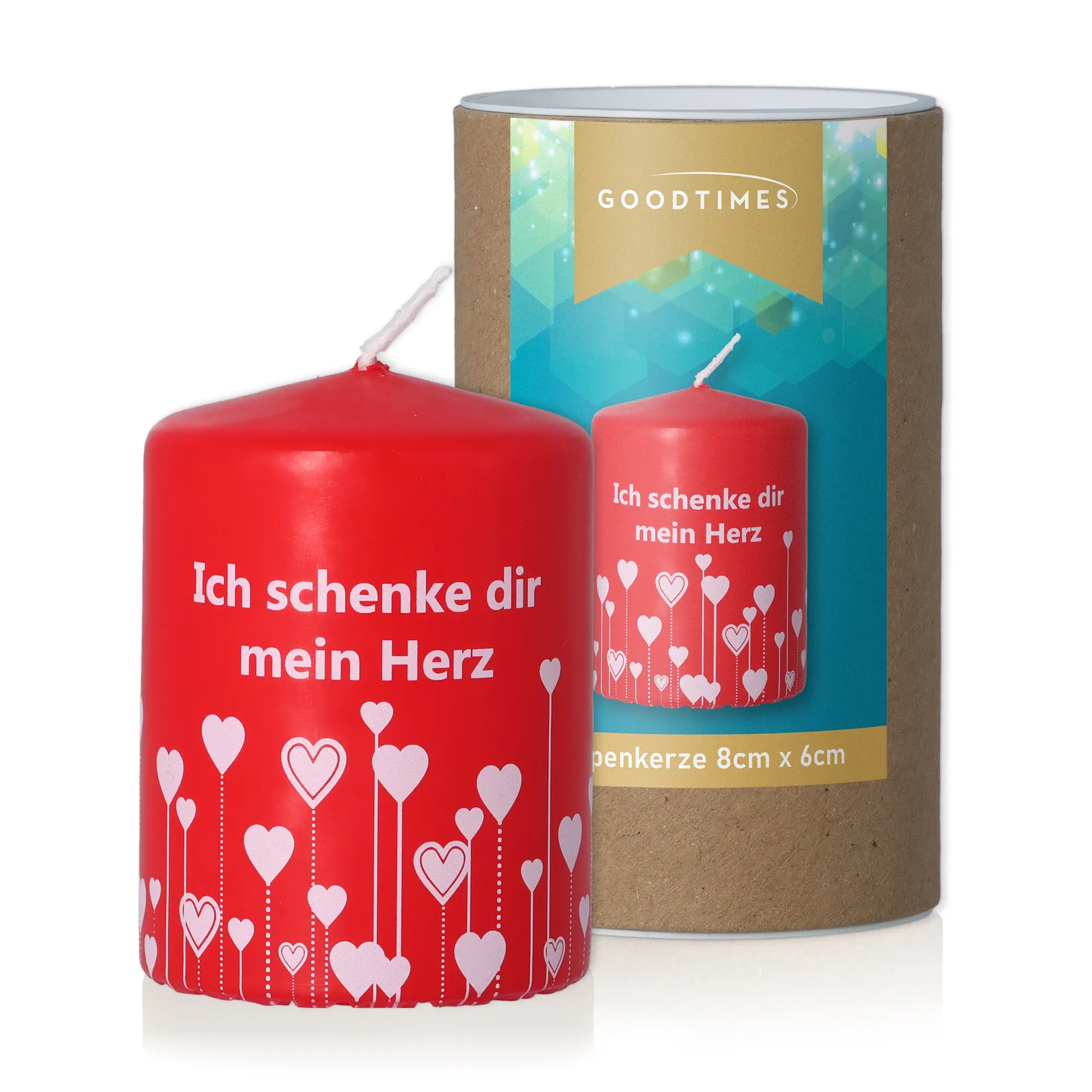 Stumpenkerze "Ich schenke dir mein Herz"
