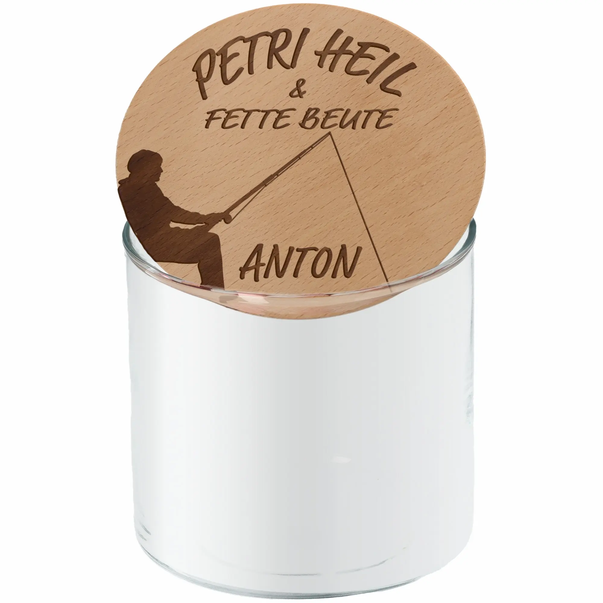 Geschenkglas "Petri Heil & Fette Beute"