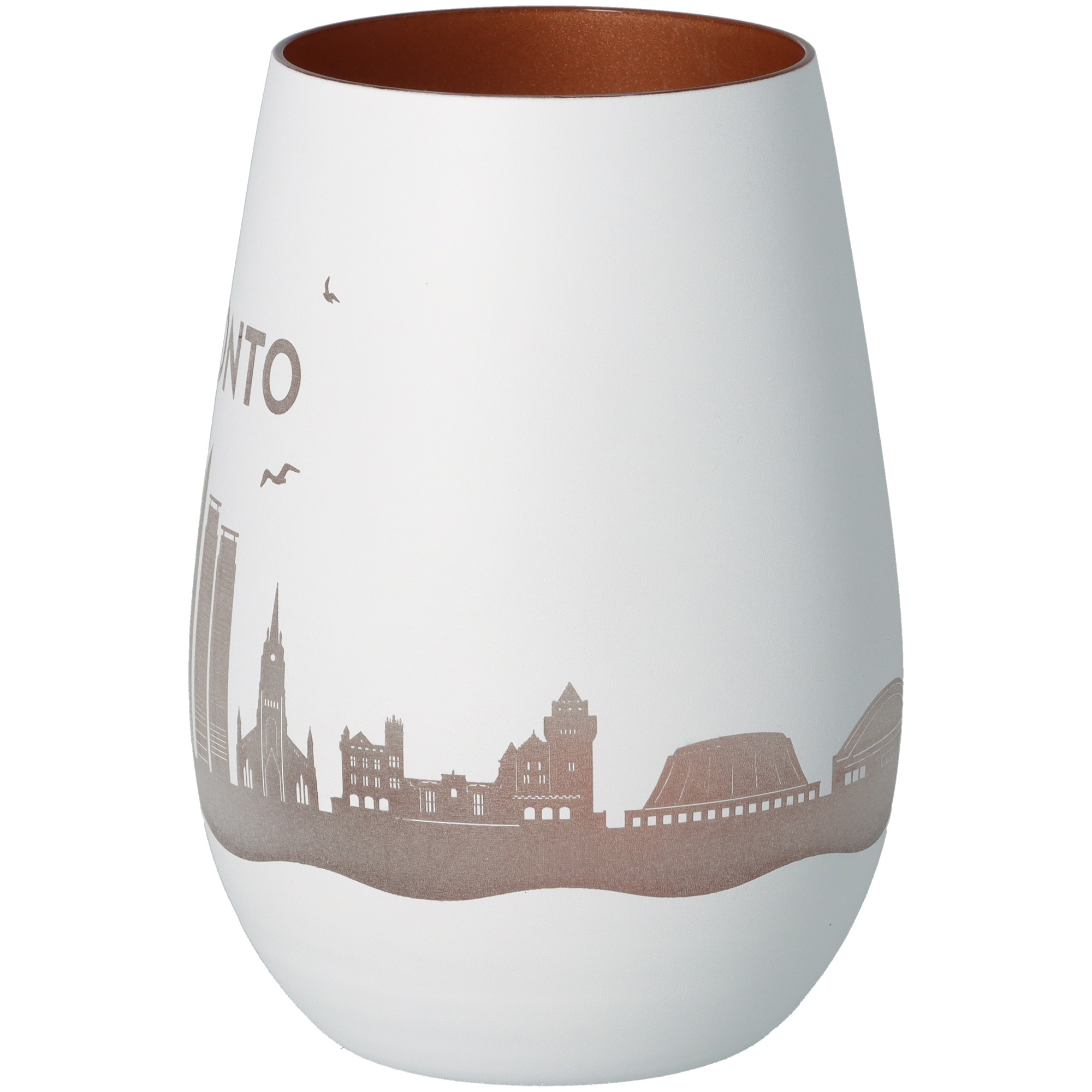 vase, keramik, weiß, städteansicht, braune kanten