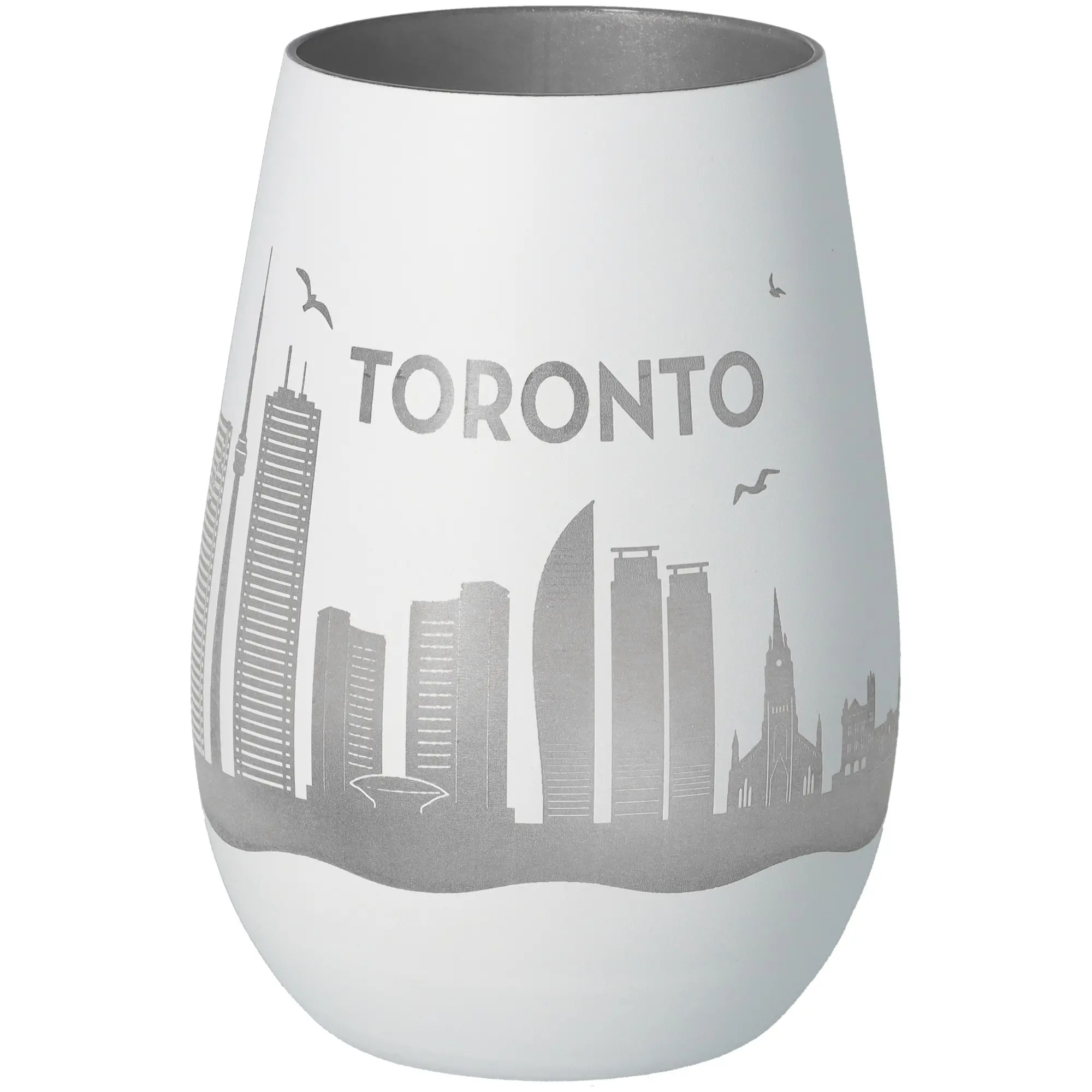 Vase, Glas, Stadt-Silhouette, Toronto, Silber
