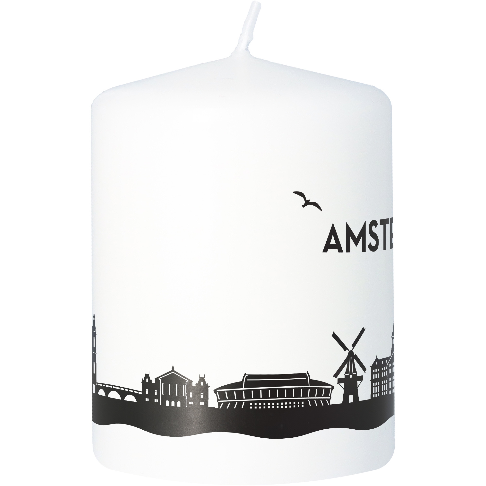 Stumpenkerze Skyline Amsterdam Tier, Vogel, Kerze