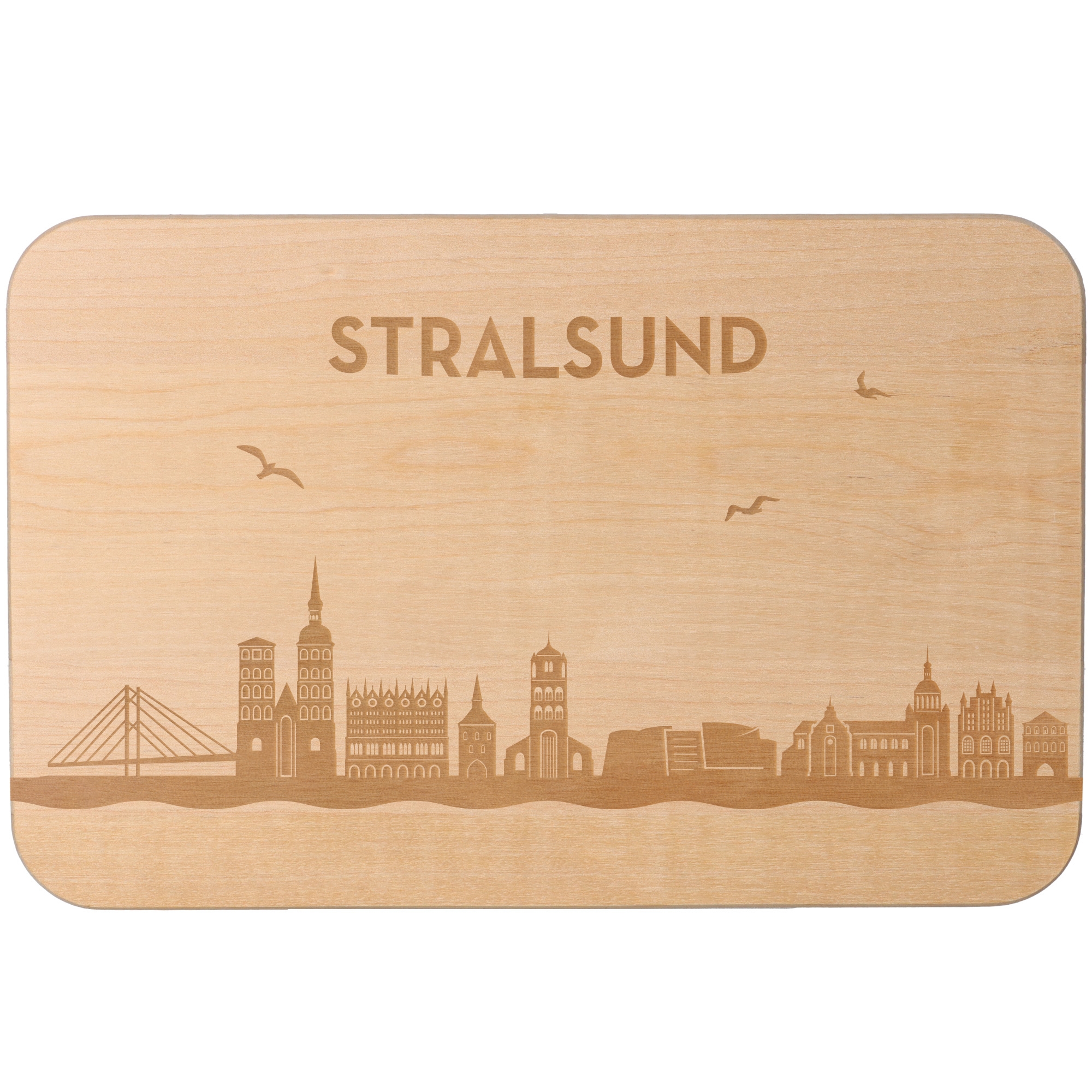Frühstücksbrett Skyline Stralsund Holz, Sperrholz, Matte