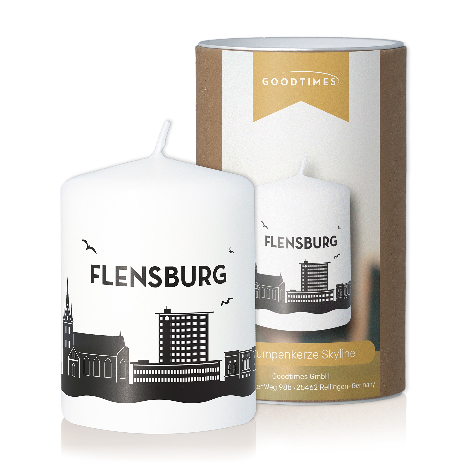 Stumpenkerze Skyline Flensburg Stumpenkerze Skyline Flensburg