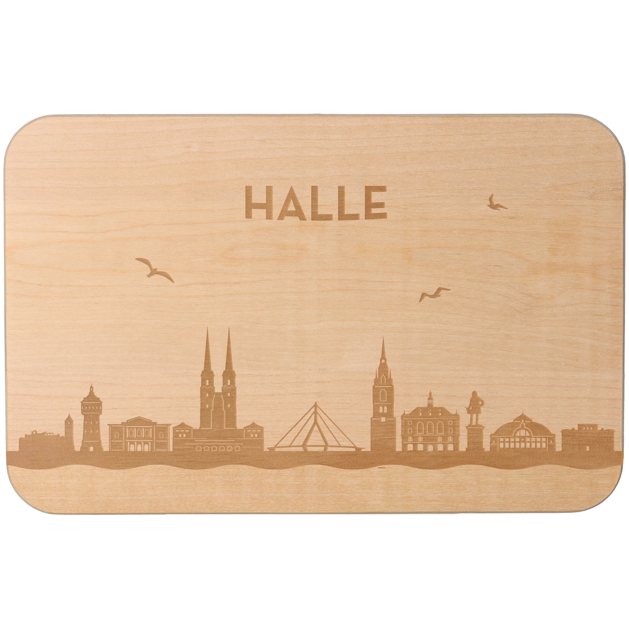 Frühstücksbrett Skyline Halle Frühstücksbrett Skyline Halle