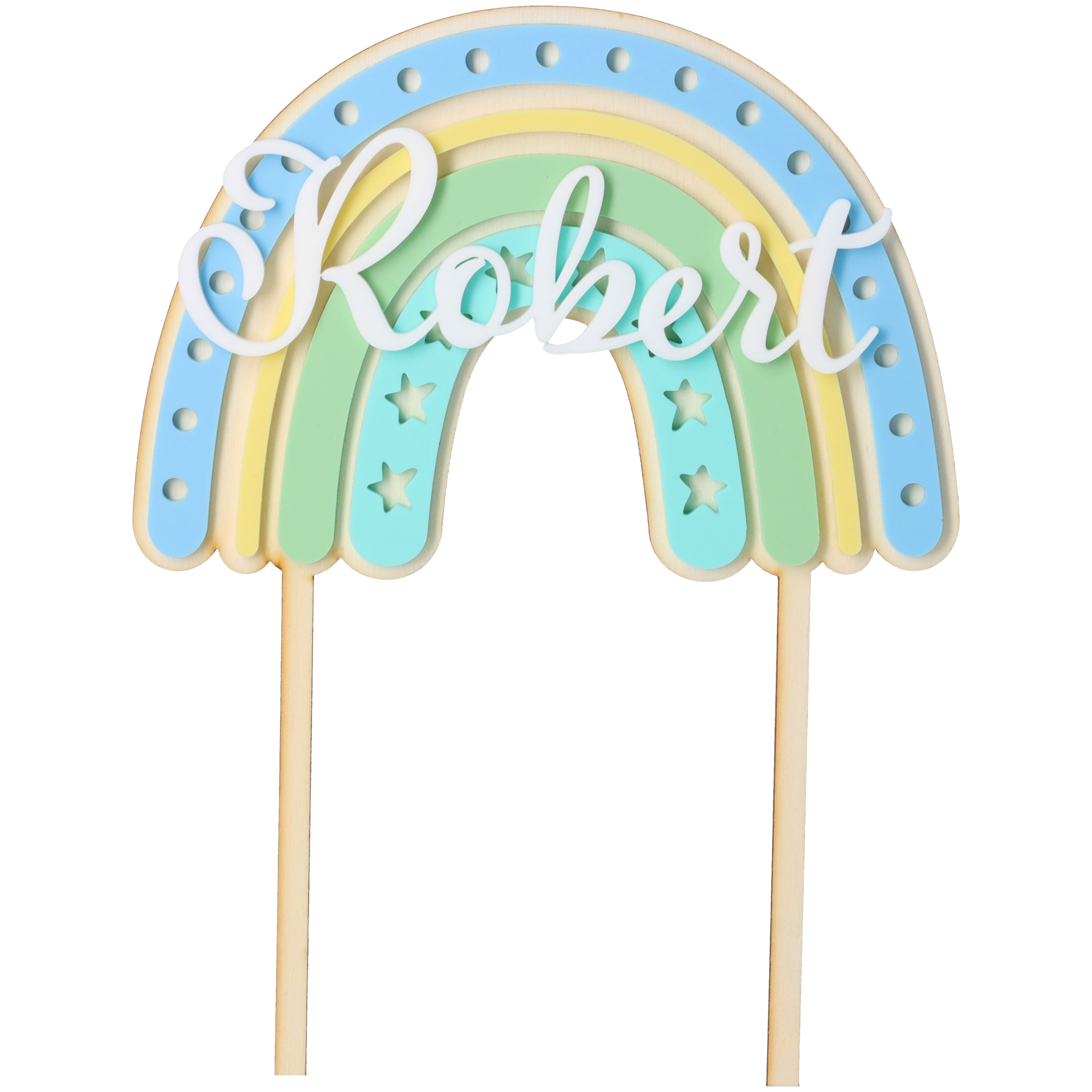 Cake Topper Regenbogen mit Sternen & Namen Cake Topper Regenbogen mit Sternen & Namen