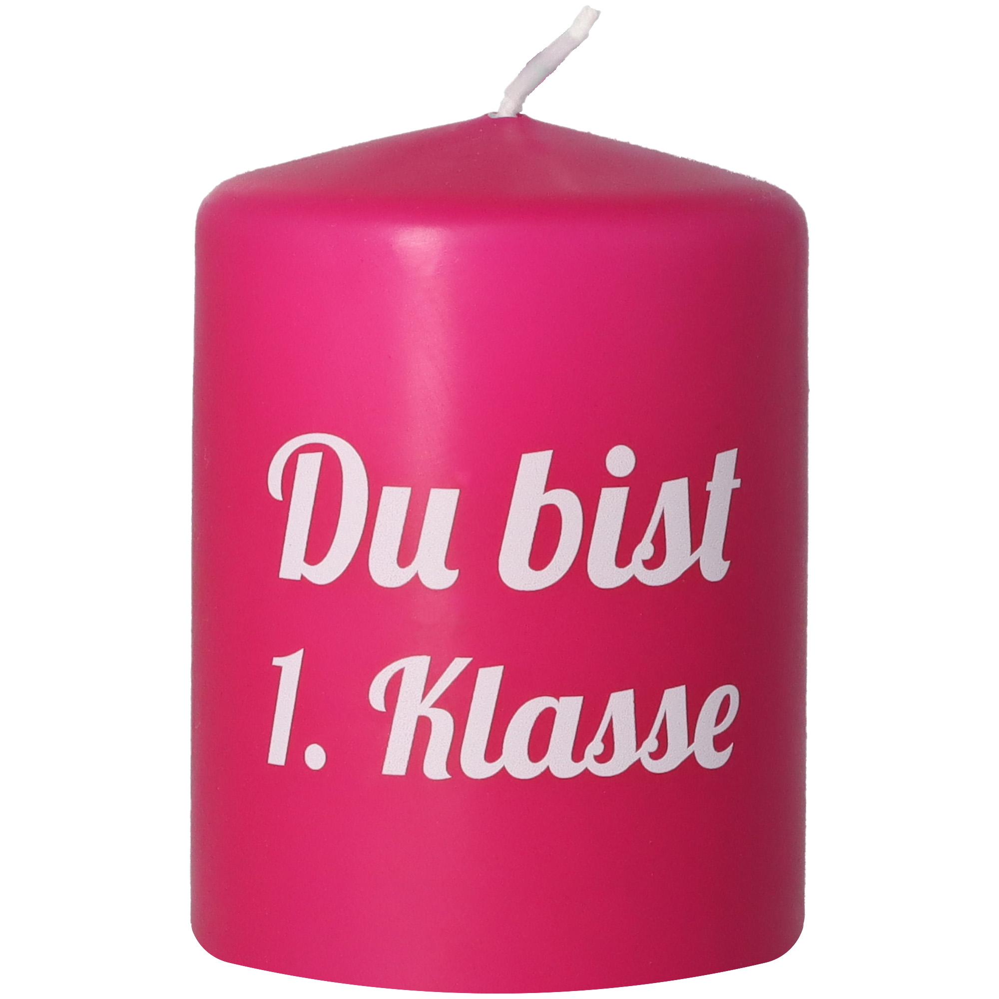 Stumpenkerze Pink "Du bist 1. Klasse" Stumpenkerze Pink "Du bist 1. Klasse"