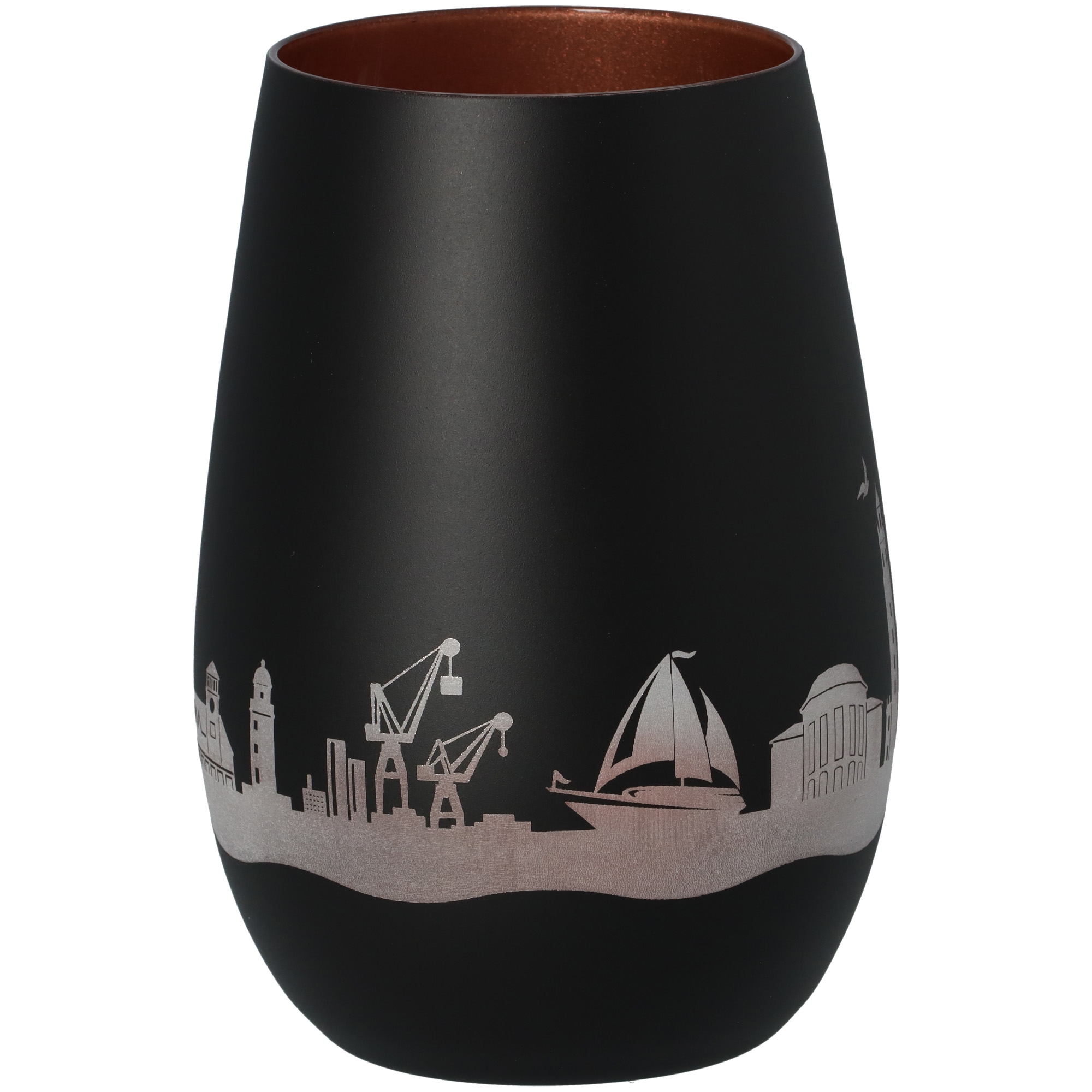 Windlicht Skyline Bremerhaven Töpferei, Glas, Vase