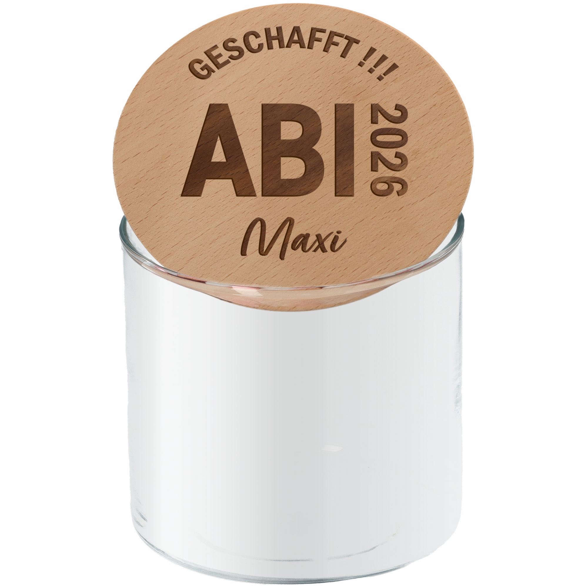 Geschenkglas "ABI 2026" Krug, Gesicht, Kopf, Person