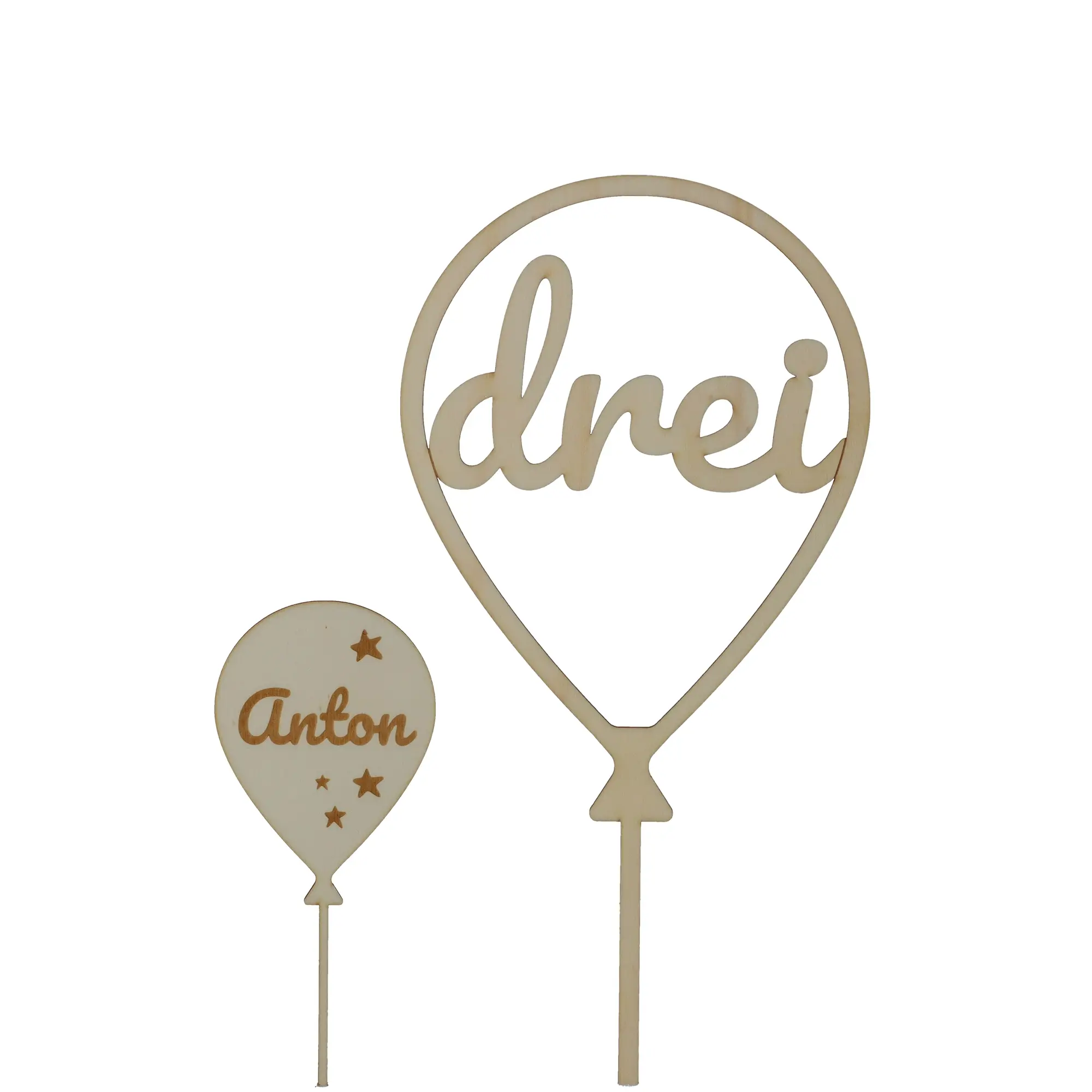 Cake Topper Ballon mit Sternen Zahl 3