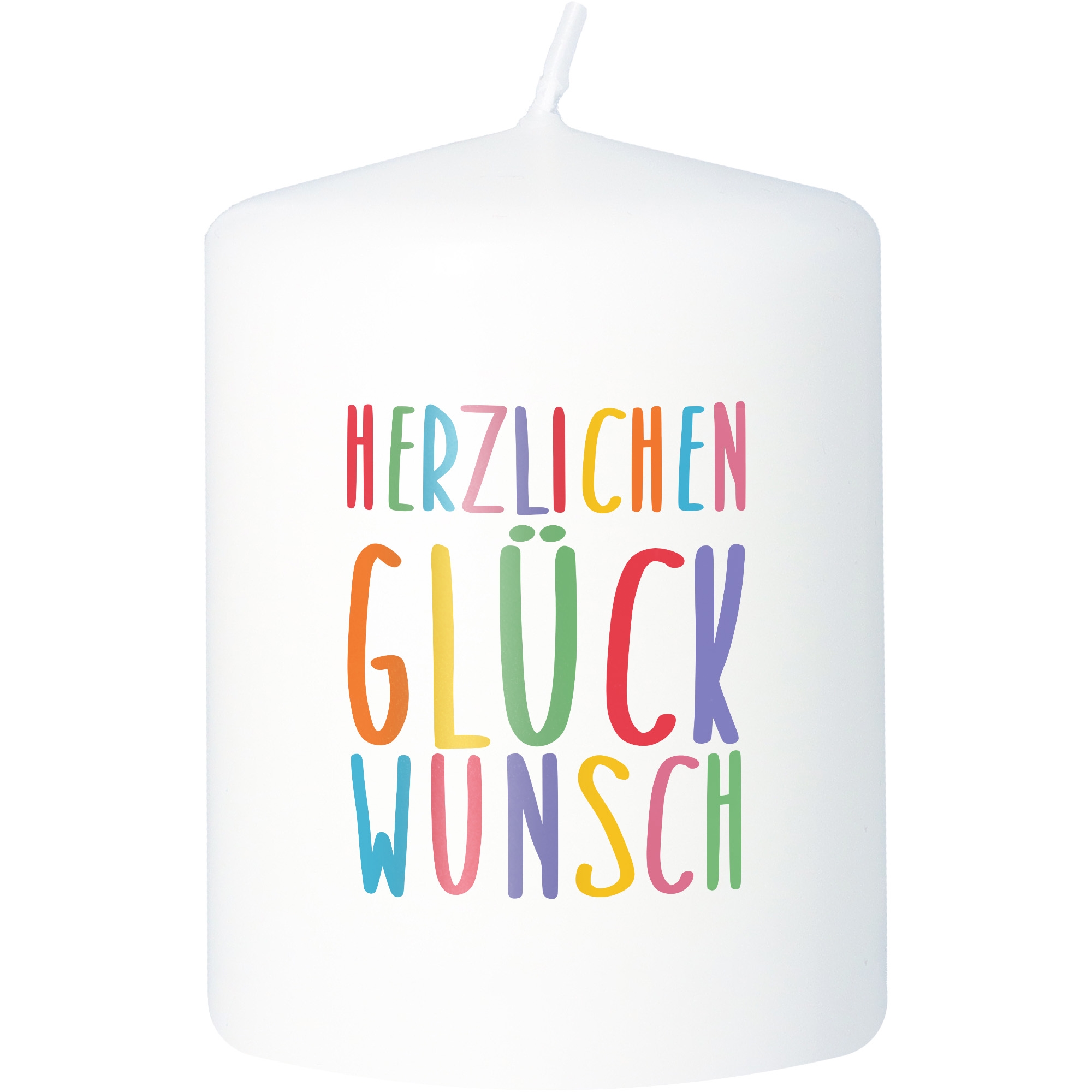 Stumpenkerze "Herzlichen Glückwunsch" Stumpenkerze "Herzlichen Glückwunsch"