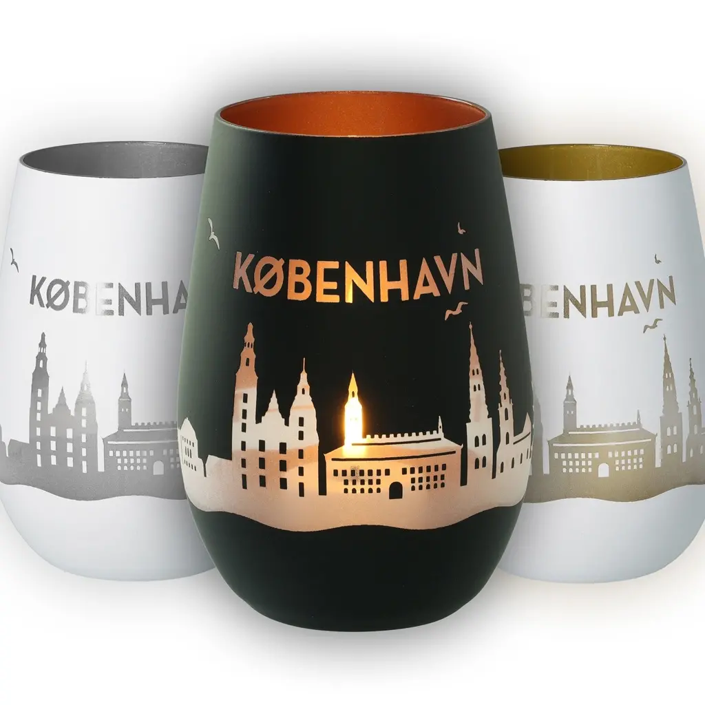 København, Kopenhagen, Glaskrug, Städtische Silhouette, Lackiert