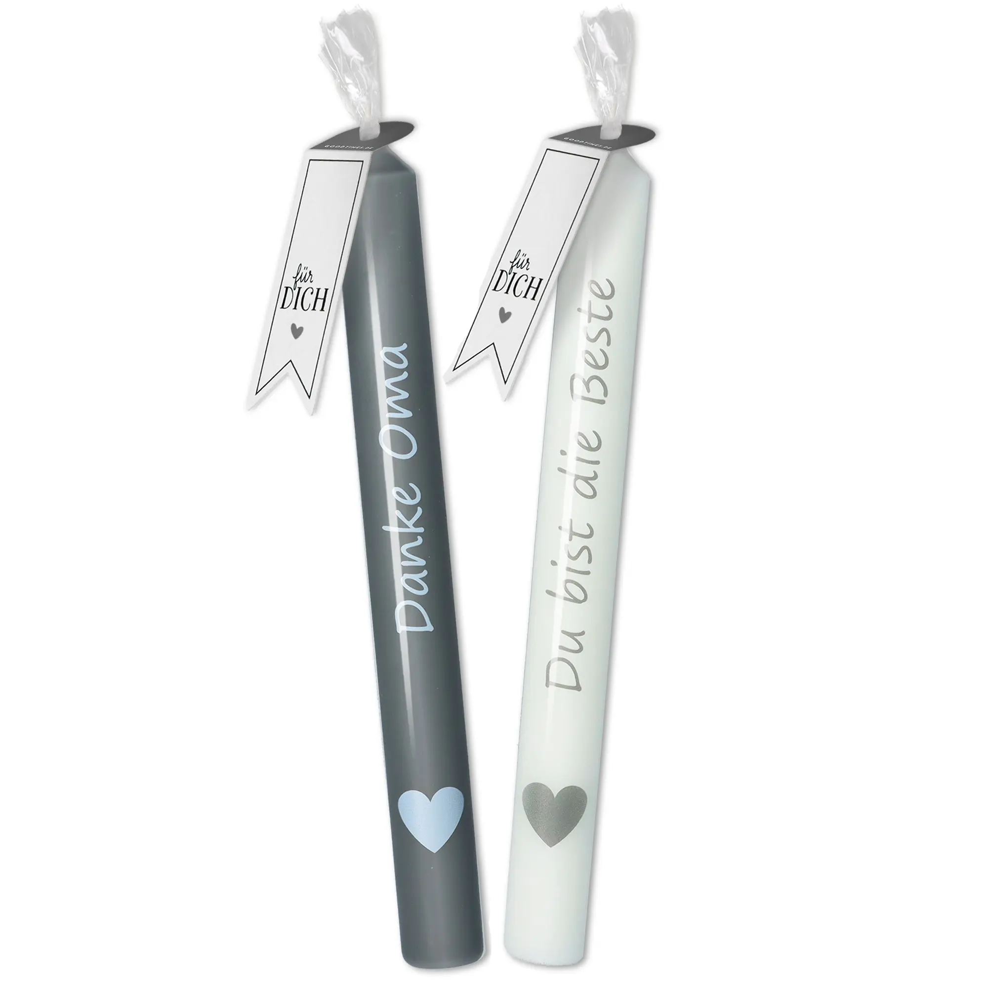 Stabkerzen-Set "Danke Oma" & "Du bist die Beste"