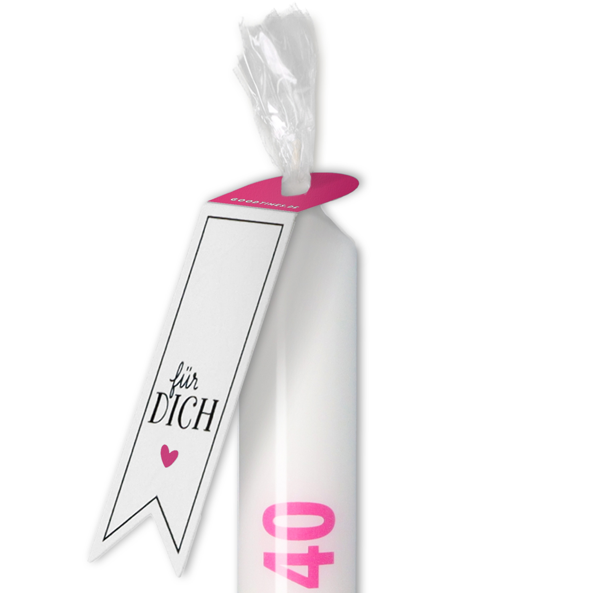 Stabkerze "Um die 40" Pink Stabkerze "Um die 40" Pink