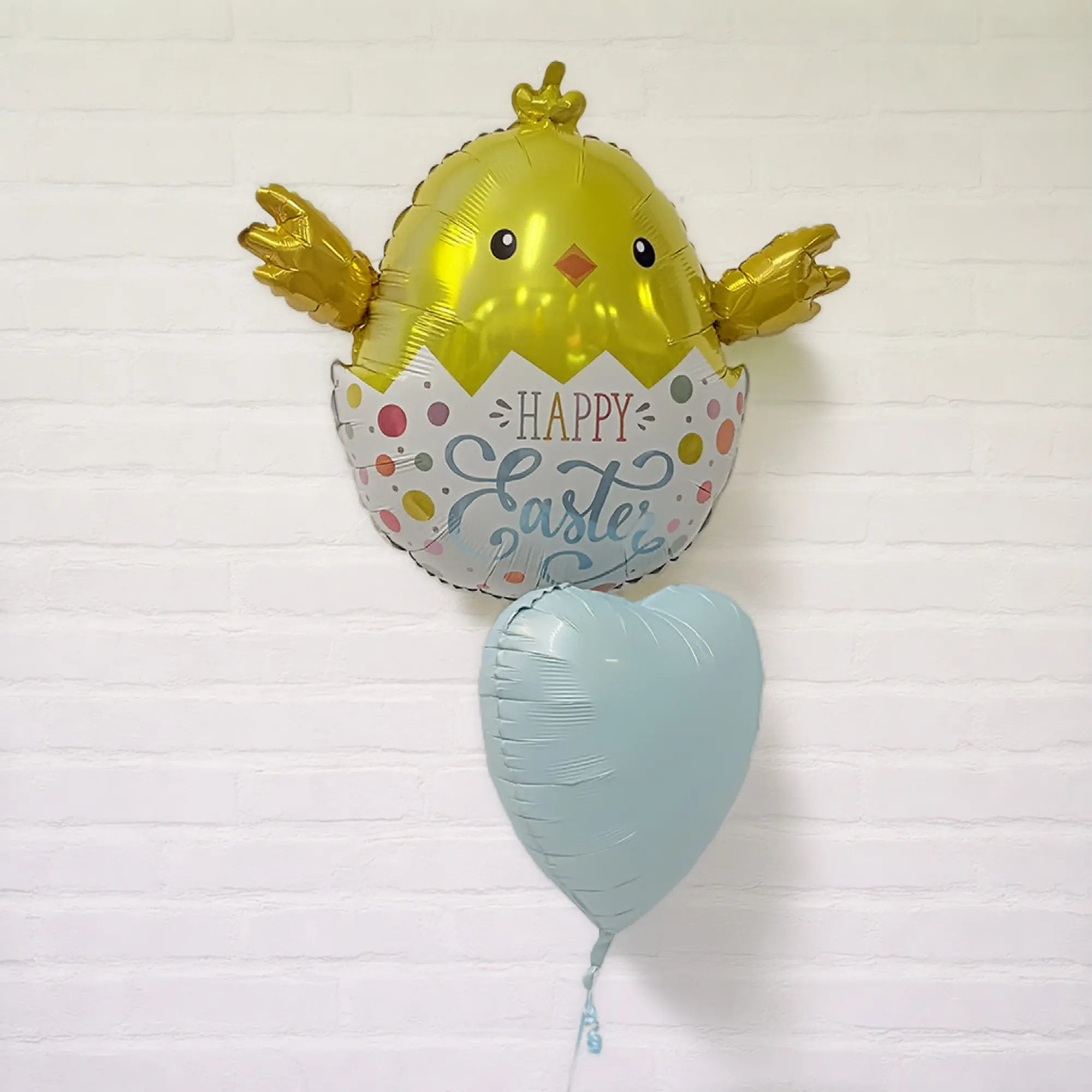 Osterdeko, Gelbes Kükenballon, Herzballon, Happy Easter, Ballon