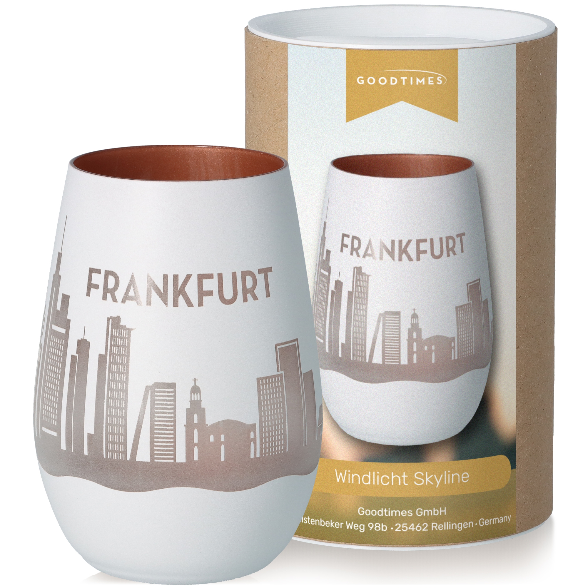 Windlicht Skyline Frankfurt Töpferei, Tasse, Kunst, Porzellan