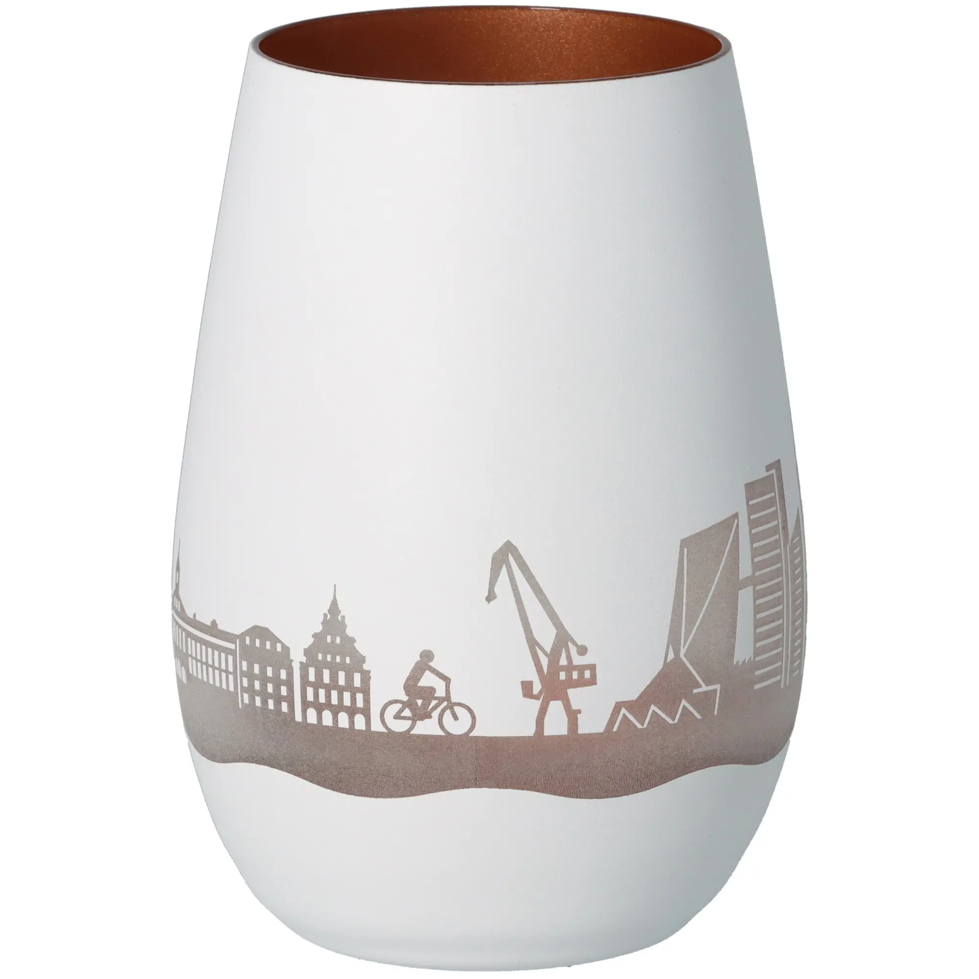 Vase, Porzellan, Stadt-Silhouette, Grau Muster, Keramik